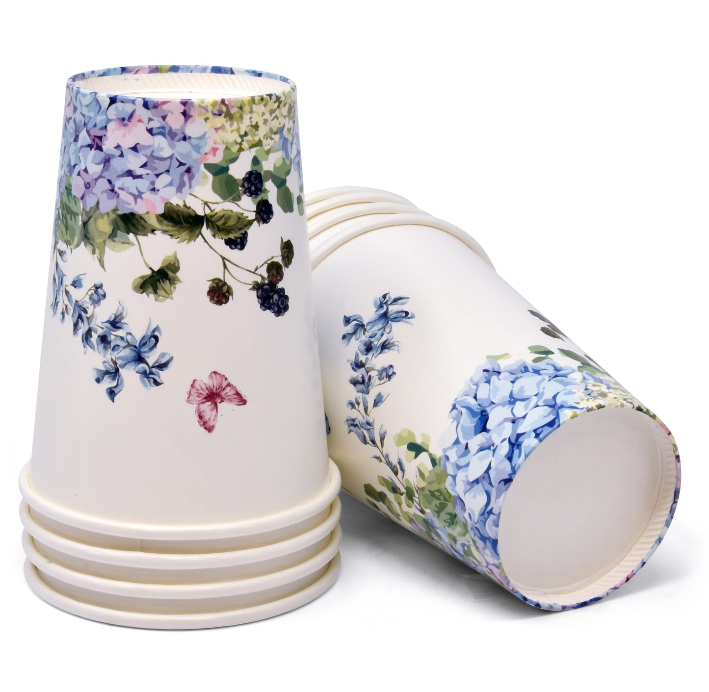 Gift Boutique Floral Hydrangea Party Supplies 7" Paper Plates Cups & Napkins Spring Flowers Baby Shower Bridal Tea & Birthday Disposable Set