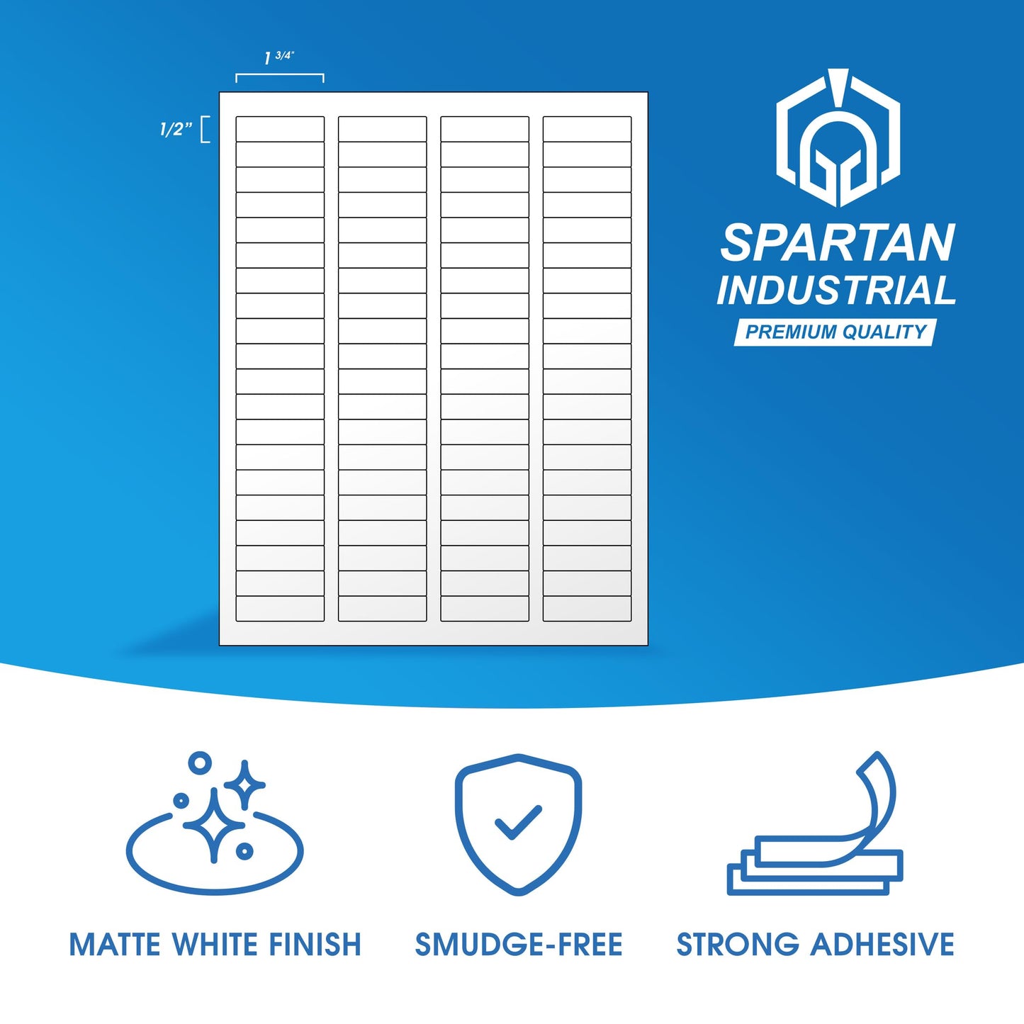 1 3/4" X 1/2" Matte White Return Address Labels Compatible with Inkjet and Laser Printers - 250 Sheets, 20000 Small Printable Stickers for Mailing and Barcodes - Spartan Industrial Template R002