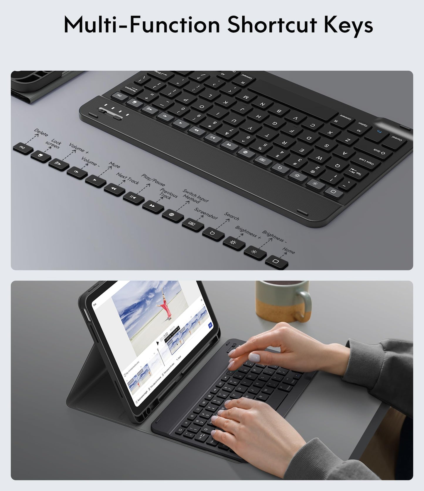 CHESONA Keyboard Case for iPad (A16) 11th 2025/10th Generation 10.9-inch 2022, Magnetic Detachable Wireless Keyboard, Stand Folio Keyboard Cover with Pencil Holder, Thin & Light, Black