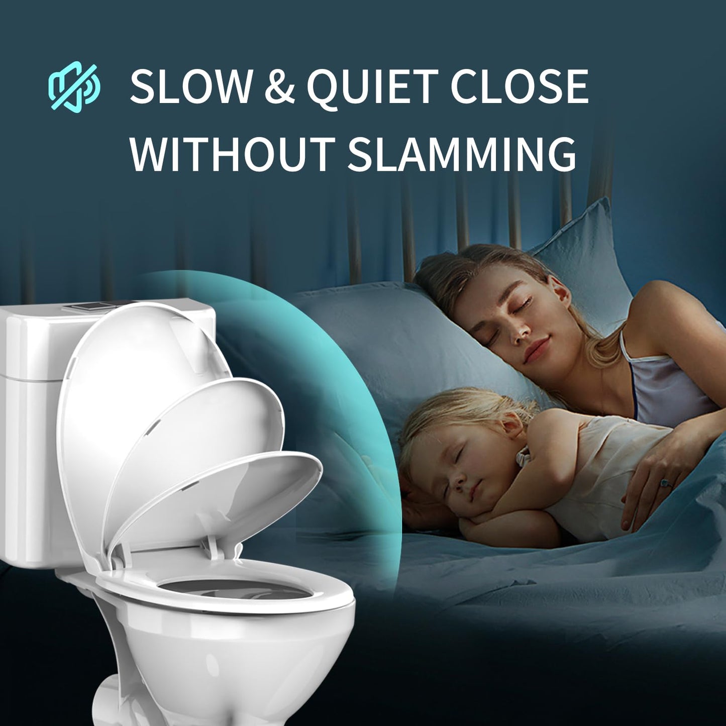 Meydrdou Toilet Seat Round Soft Close 16.5inch，Toilet Lid Slow Close Quiet,No Slapping,Easy Installation & Release,Safe PP Material Easy Clean，2 Years Support, White Plastic