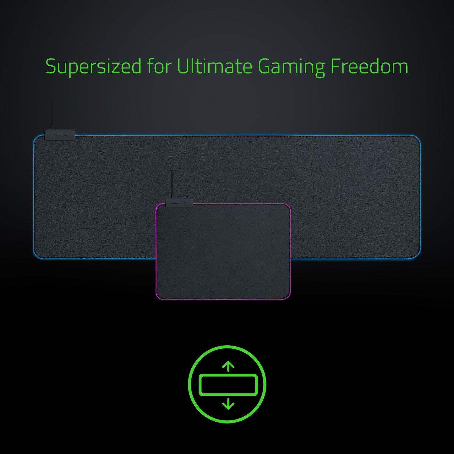 Razer Goliathus Extended Chroma Gaming Mousepad: Customizable Chroma RGB Lighting - Soft, Cloth Material - Balanced Control & Speed - Non-Slip Rubber Base - Classic Black, Wide