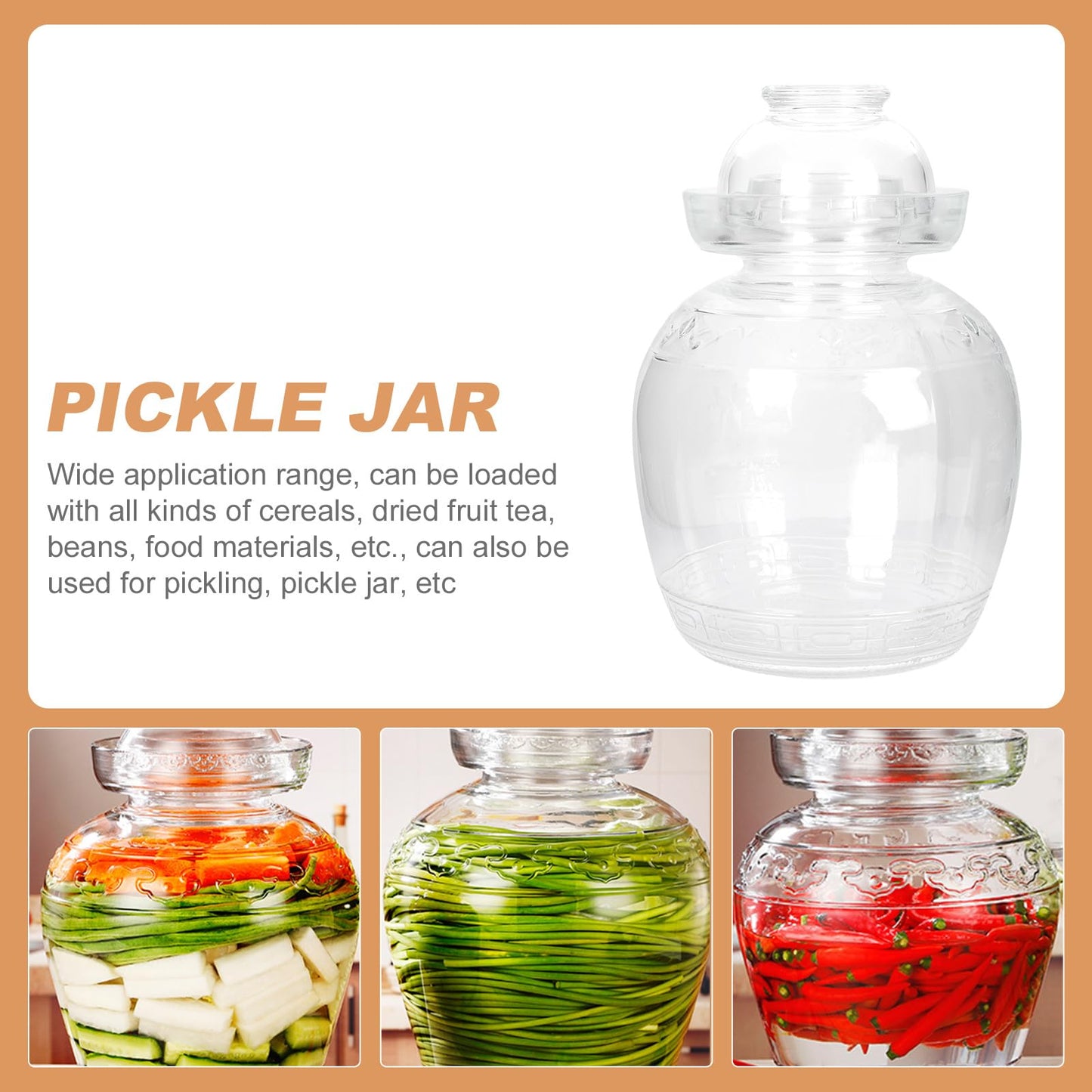 YARNOW Transparent Glass Fermenting Jar - 88 Oz Chinese Pickle Jar with Water Seal Airlock Lid for Home Use, Ideal for Kimchi, Sauerkraut, and Preserves