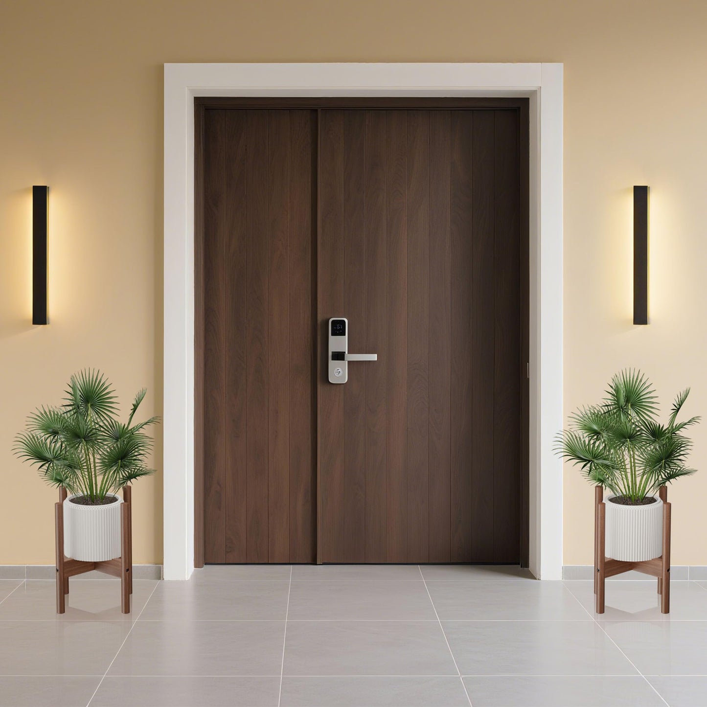 2 Pack Bamboo Plant Stands Indoor, for Up to 10 Inch Pots, Built to Fit Corners, Sturdy & Stable Design, Walnut Finish