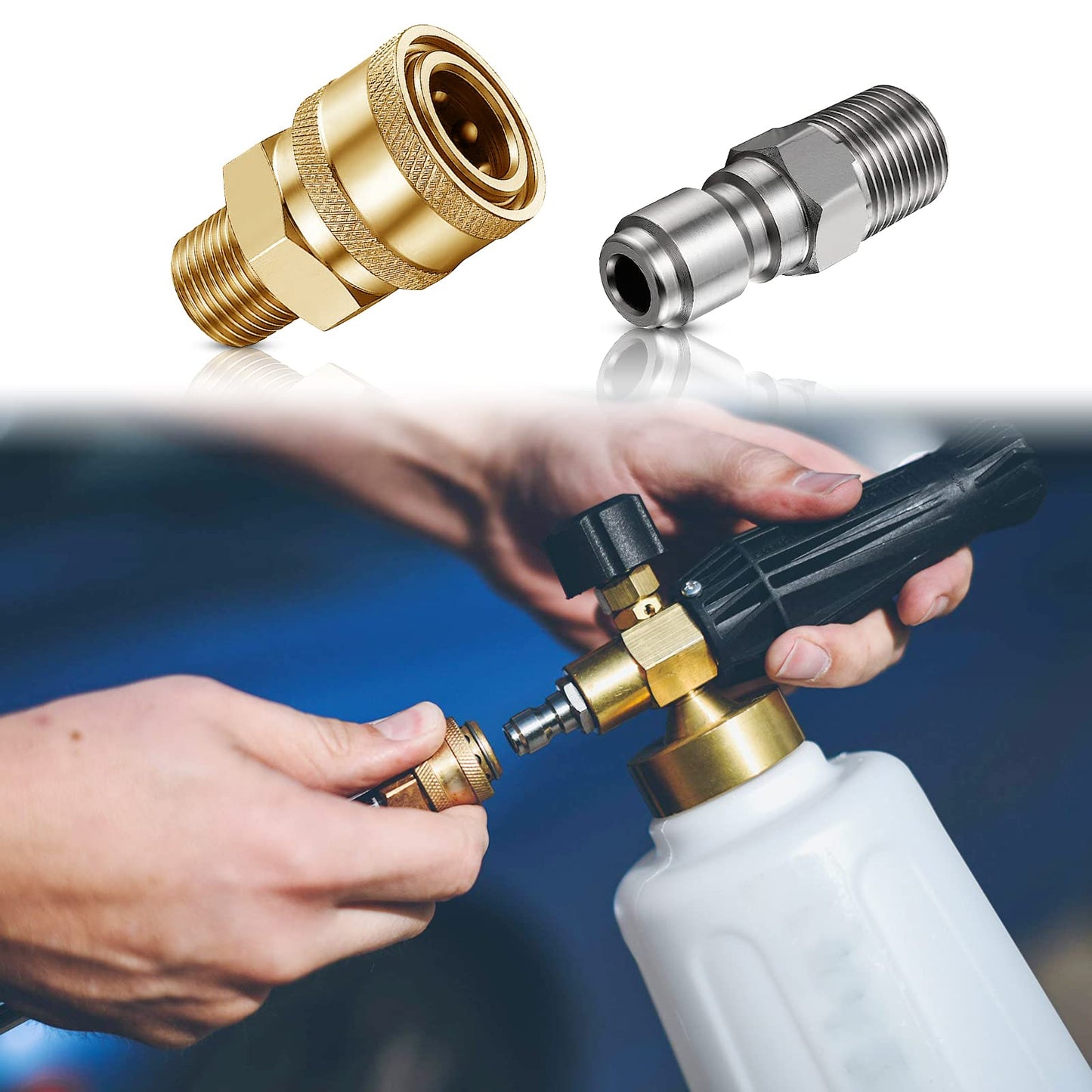 4 Pairs NPT 1/4 Inch Pressure Washer Quick Connect Couplers - Male Female Connector Fittings Adapters, External Thread