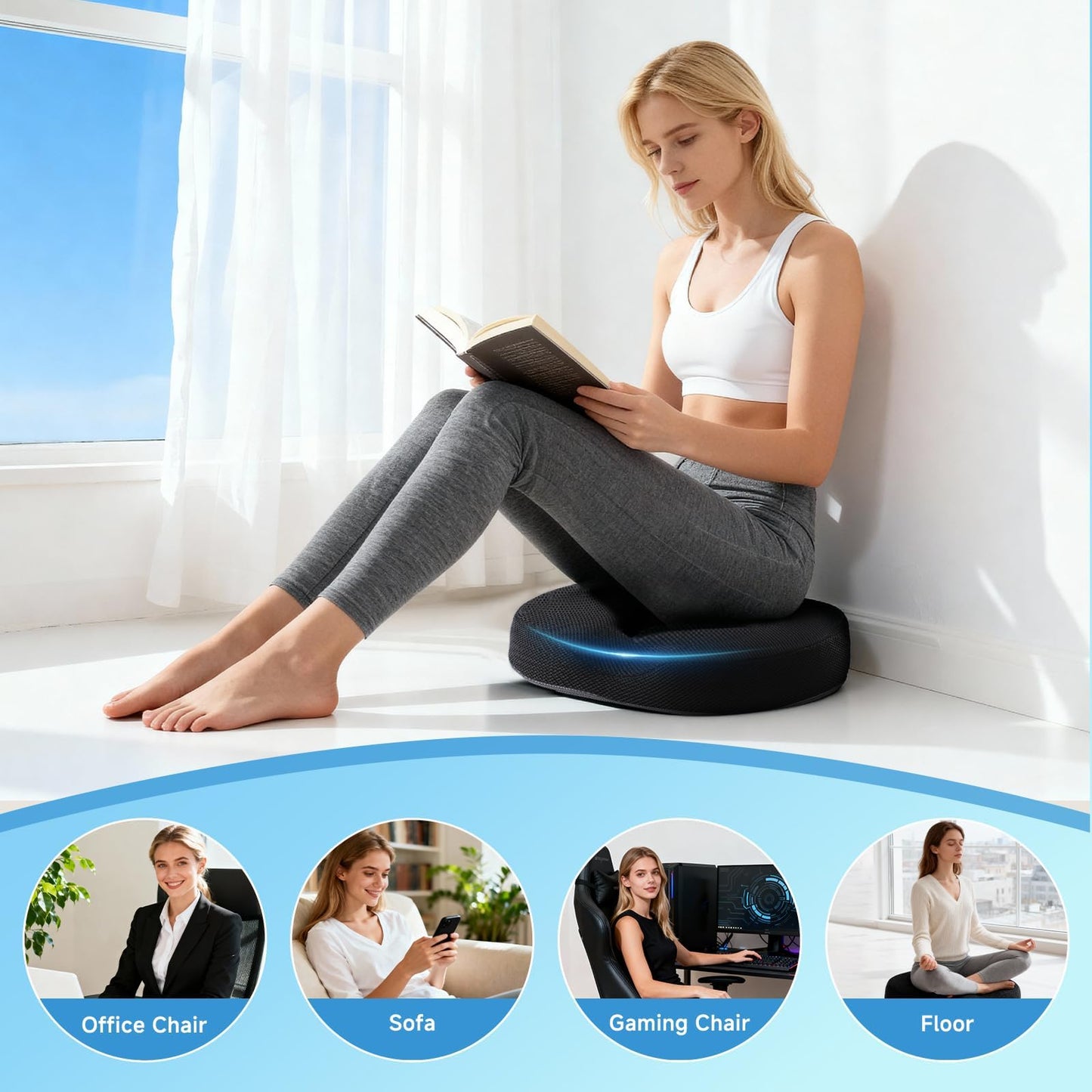 Donut Pillow Seat Cushion for Tailbone Hemorrhoids - Cooling Gel Memory Foam Car Seat Cushion for Office, Home&Wheelchair, Ergonomic Chair Pad Used in Coccyx, Sciatica, Pregnancy, Postpartum Recovery