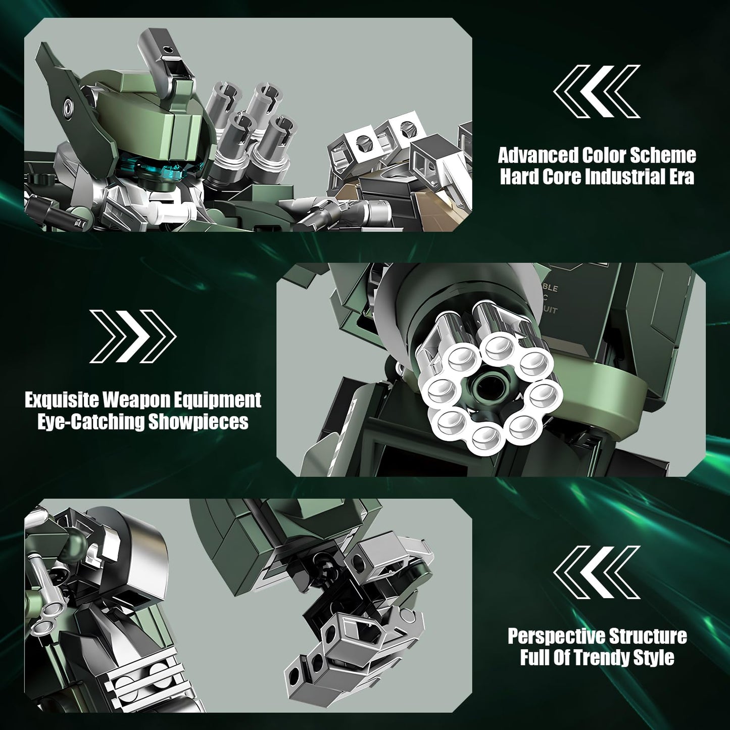 HIGH GODO Mech Building Blocks Set for Adults，Motorized Robot Model Building Kit with Multiple Weapons, Hard Core Industrial Style Collectible Gifts for Man Ages 14+ (1403 PCS)