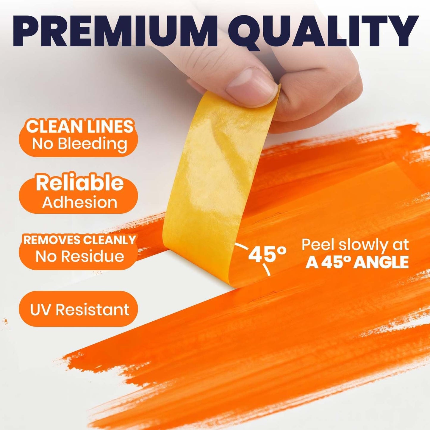 ADHES Orange Washi Masking Tape, 1.2in x 60yds x 6rolls, Paint & Surface Protection Tape, Easy Tear, No Residue Painters Tape for DIY, Home, Wall, Furniture, Craft Projects
