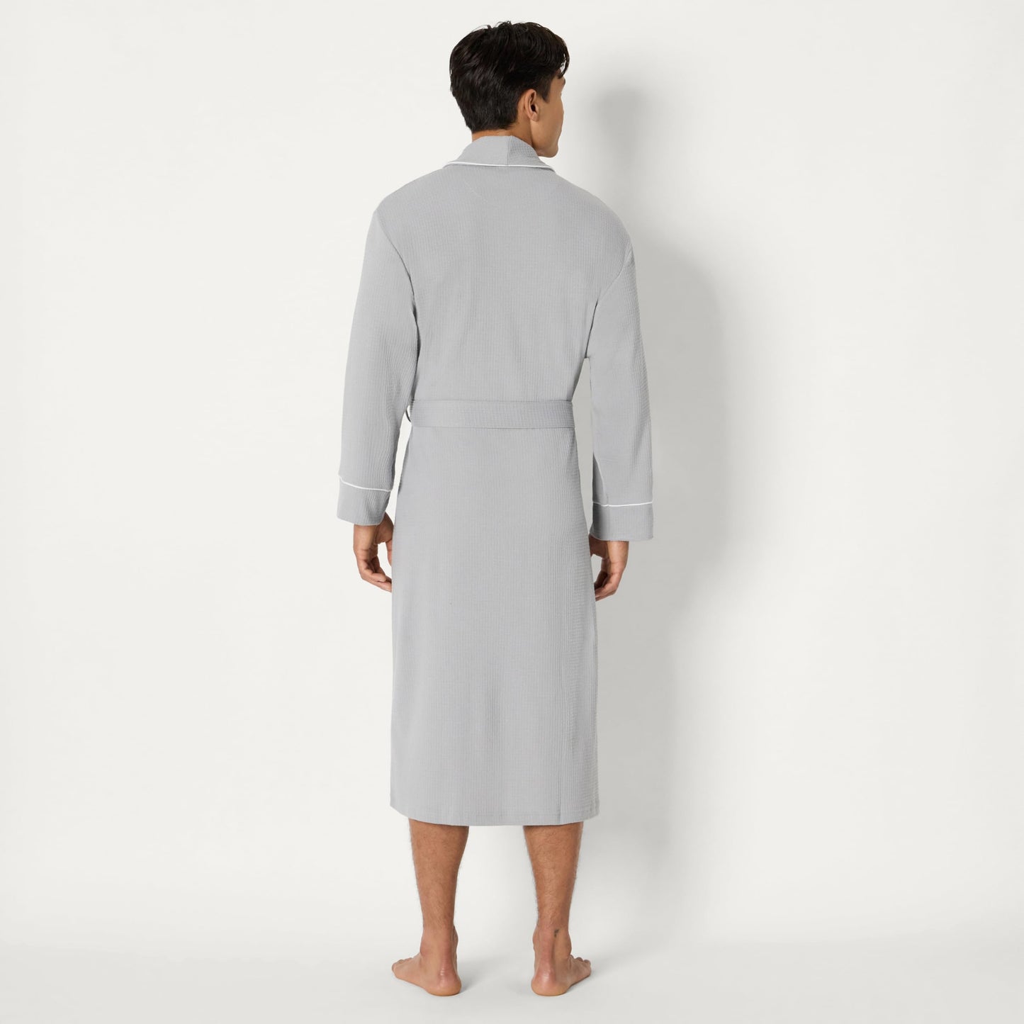 Amazon Essentials Men's Waffle Shawl Robe, -Light Grey, M/L