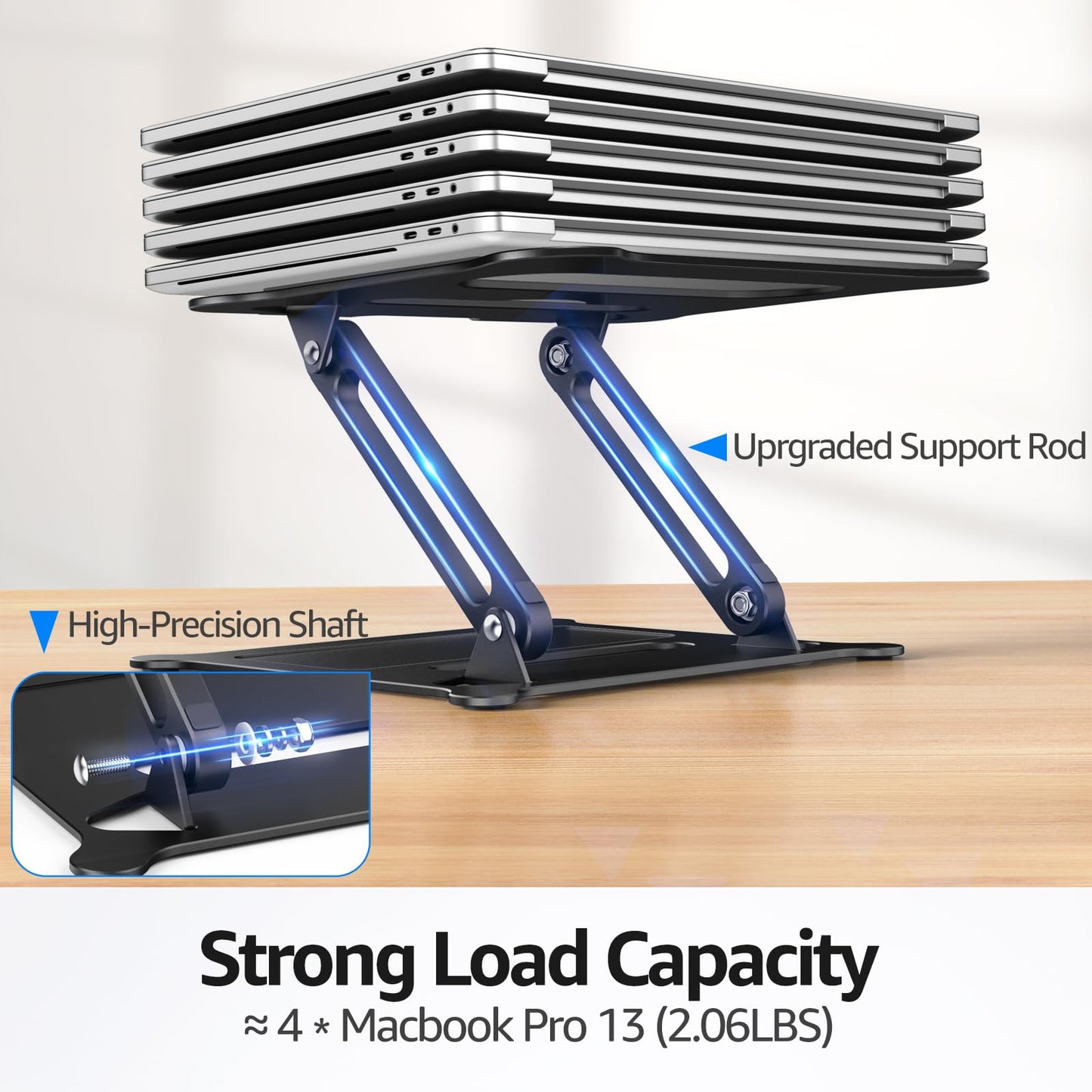 Urmust Laptop Notebook Stand Holder, Ergonomic Adjustable Ultrabook Stand Riser Portable with Heat-Vent Compatible with MacBook Air Pro, Dell, HP, Lenovo Light Weight Aluminum Up to 15.6"(Black)