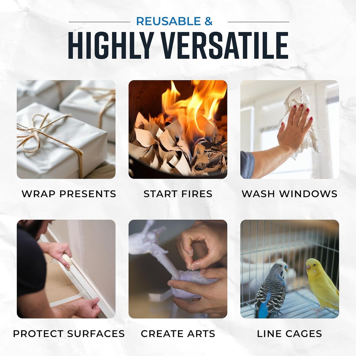 Bryco Goods Newsprint Packing Paper Sheets For Moving - 10lb - 320 Sheets of Newspaper Paper - Shipping Supplies - 27" x 17" - Wrapping and Protecting Fragile Items