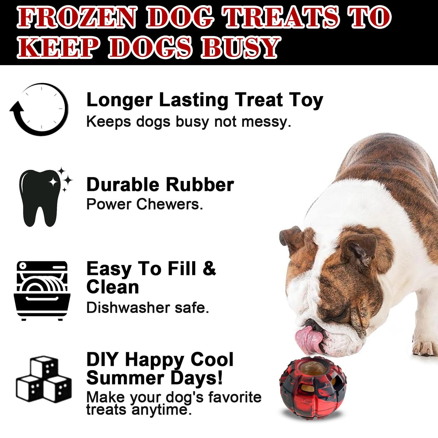 Yipetor Dog Toy, Frozen Dog Treats to Keep Dogs Busy, Interactive Treat Dispensing Dog Toy Puzzle, Interactive Chew Toys for Puppy Small Medium Dog, Power Chewer, Durable Rubber-Easy to Clean(Medium)