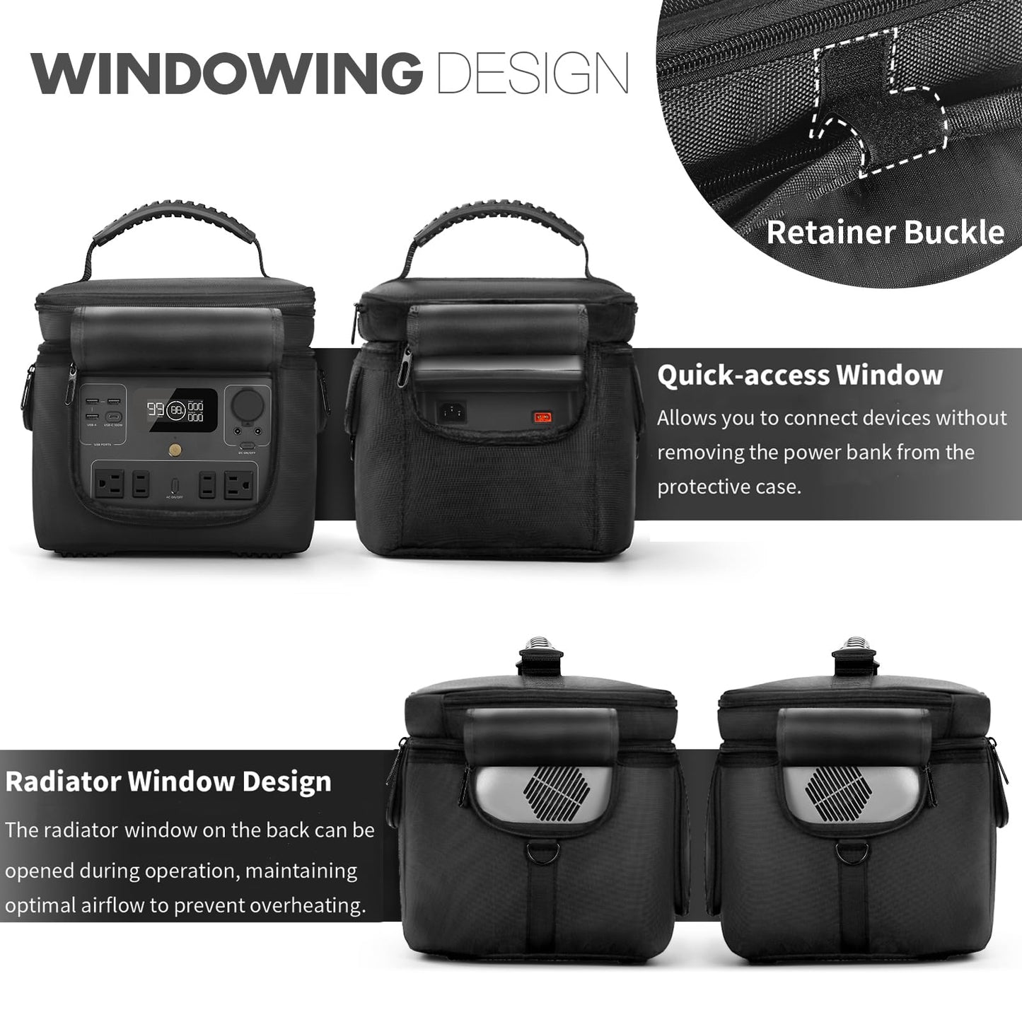 Carrying Case Compatible with ECOFLOW River 2 MAX Portable Power Station, Travel Storage Bag with Zipper Windows for Generator, Charging Cable and Accessories