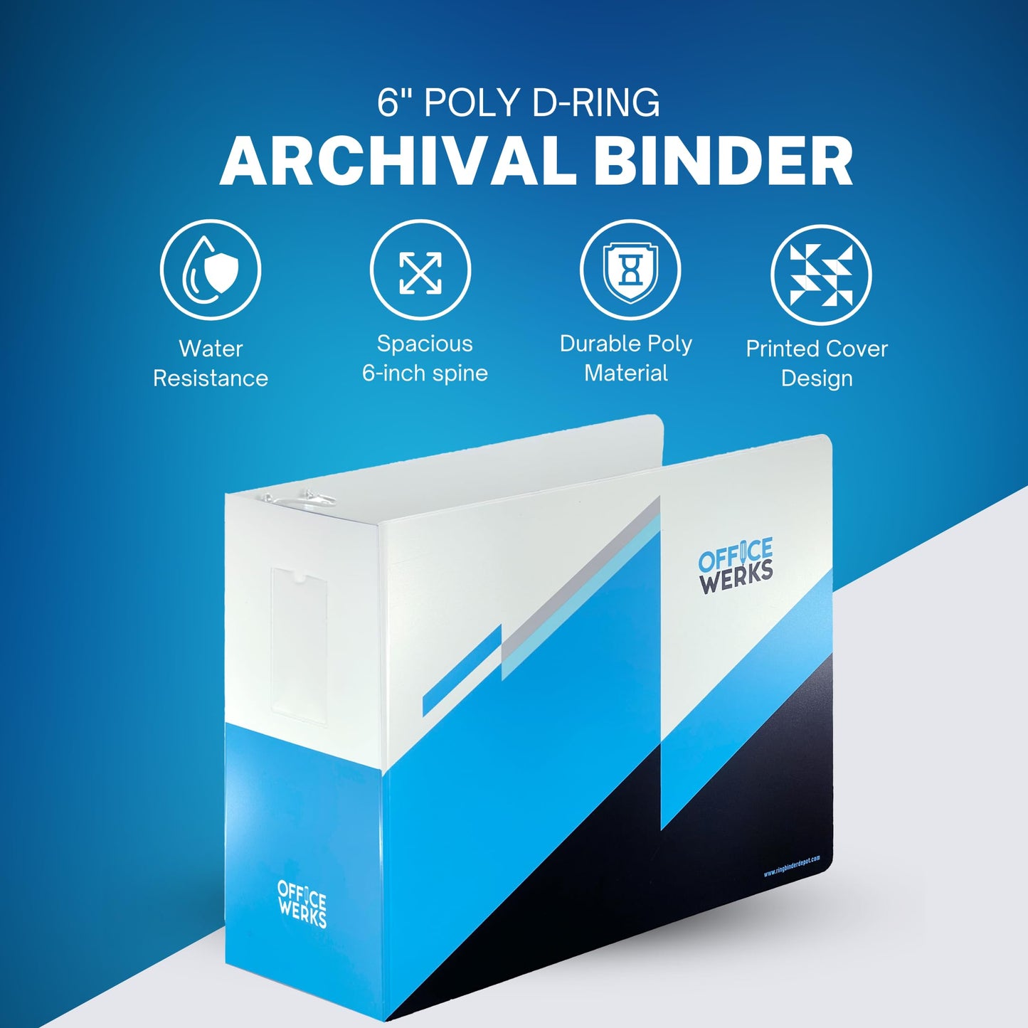 Performore 6 Inch Locking Angle D-Ring Binder Heavy Duty Poly Binder with Printed Design, Secure Locking 3 Rings, Spine Label Holder, Non-Customizable Cover, Holds 8.5" x 11" Paper, 1 Pack
