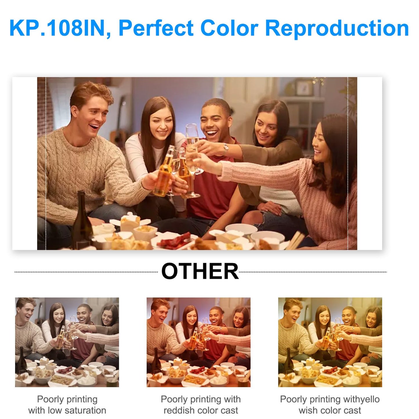 Compatible for Canon Selphy CP1500 CP1300 Ink and Paper KP-108IN 3 Color Ink Cartridges & 108 Sheets 4x6 Paper for Selphy CP1300, CP1200, CP1500, CP910, CP900, CP760, CP770, CP780 CP800 Printer