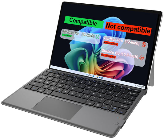 Arteck Microsoft Surface Pro Keyboard Type Cover, Ultra-Slim Portable Bluetooth Wireless Keyboard for Latest Surface Pro 10, 9, 8, X With Touchpad and Built-in Rechargeable Battery