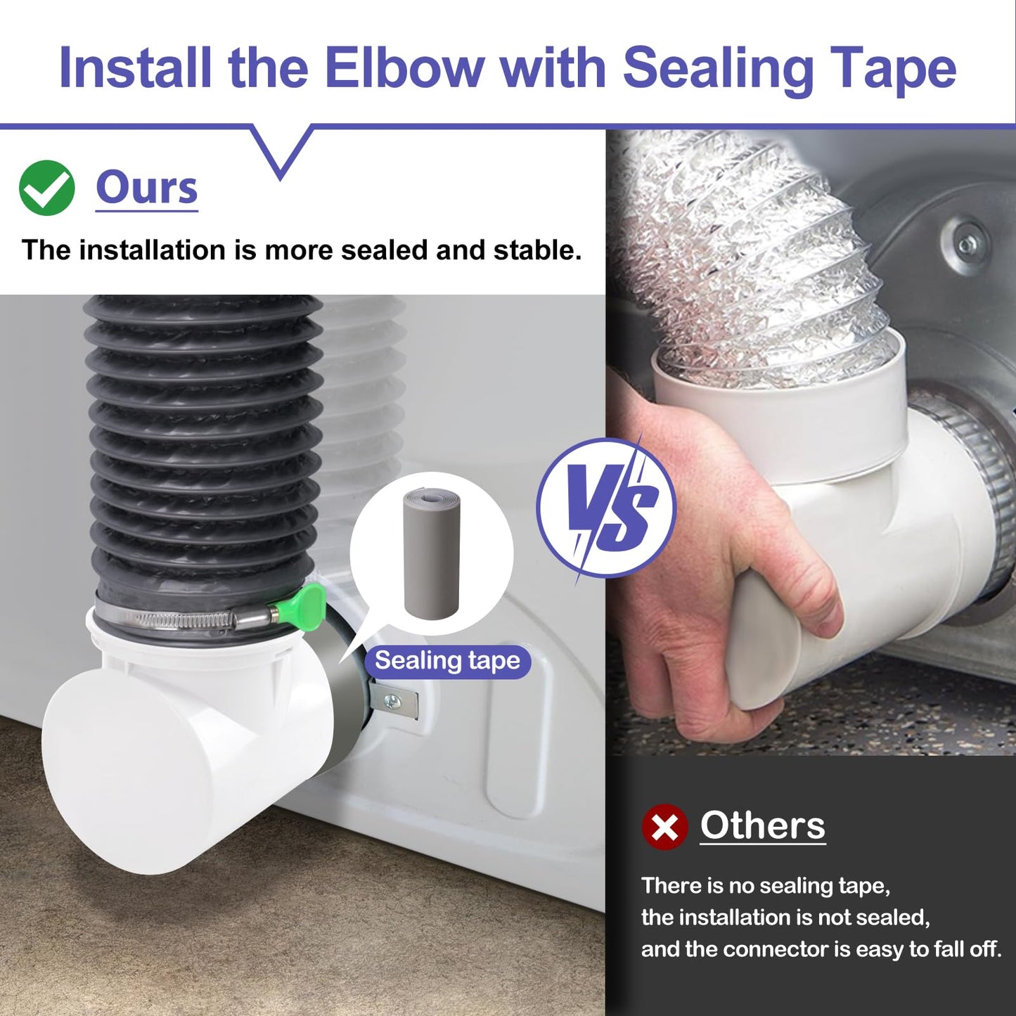 Dryer Vent Hose for Tight Space,90 Degree Dryer Vent Elbow,Better Than Magnetic Dryer Vent Connector Kit,Dryer Vent Cleaning Kit