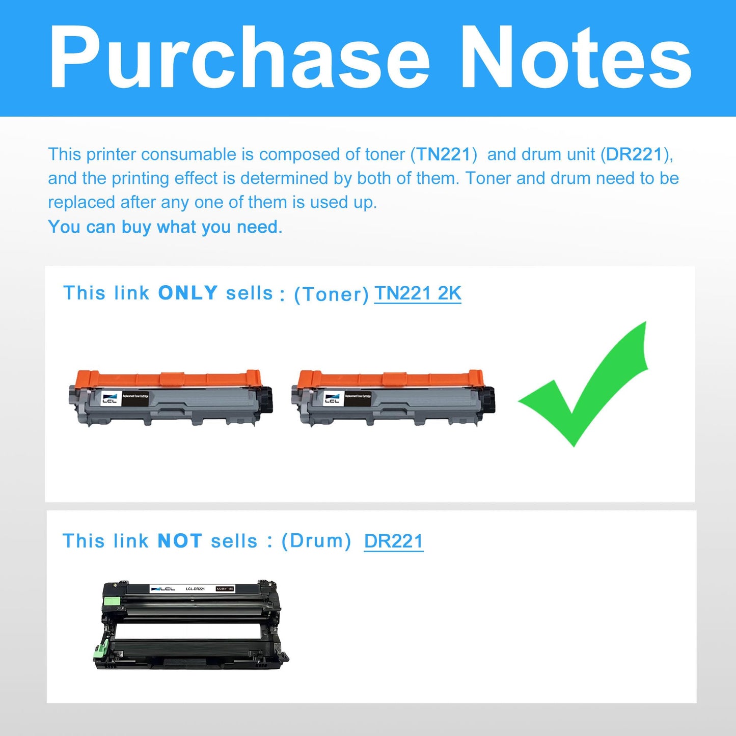 LCL Compatible Toner Cartridge Replacement for Brother TN-221 TN221 TN221BK(2-Pack,Black)for HL-3140CW HL-3142CW HL-3150CDN HL-3150CDW HL-3152CDW HL-3170CW HL-3170CDW HL-3172CDW HL-3180CDW MFC-9130CW