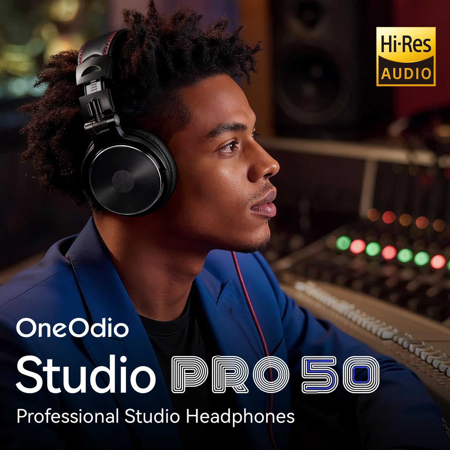 OneOdio Hi-Res Professional Studio DJ Headphones for Monitoring and Mixing Recording, Over Ear Headphones with 50mm Driver Unit with Detachable Cable