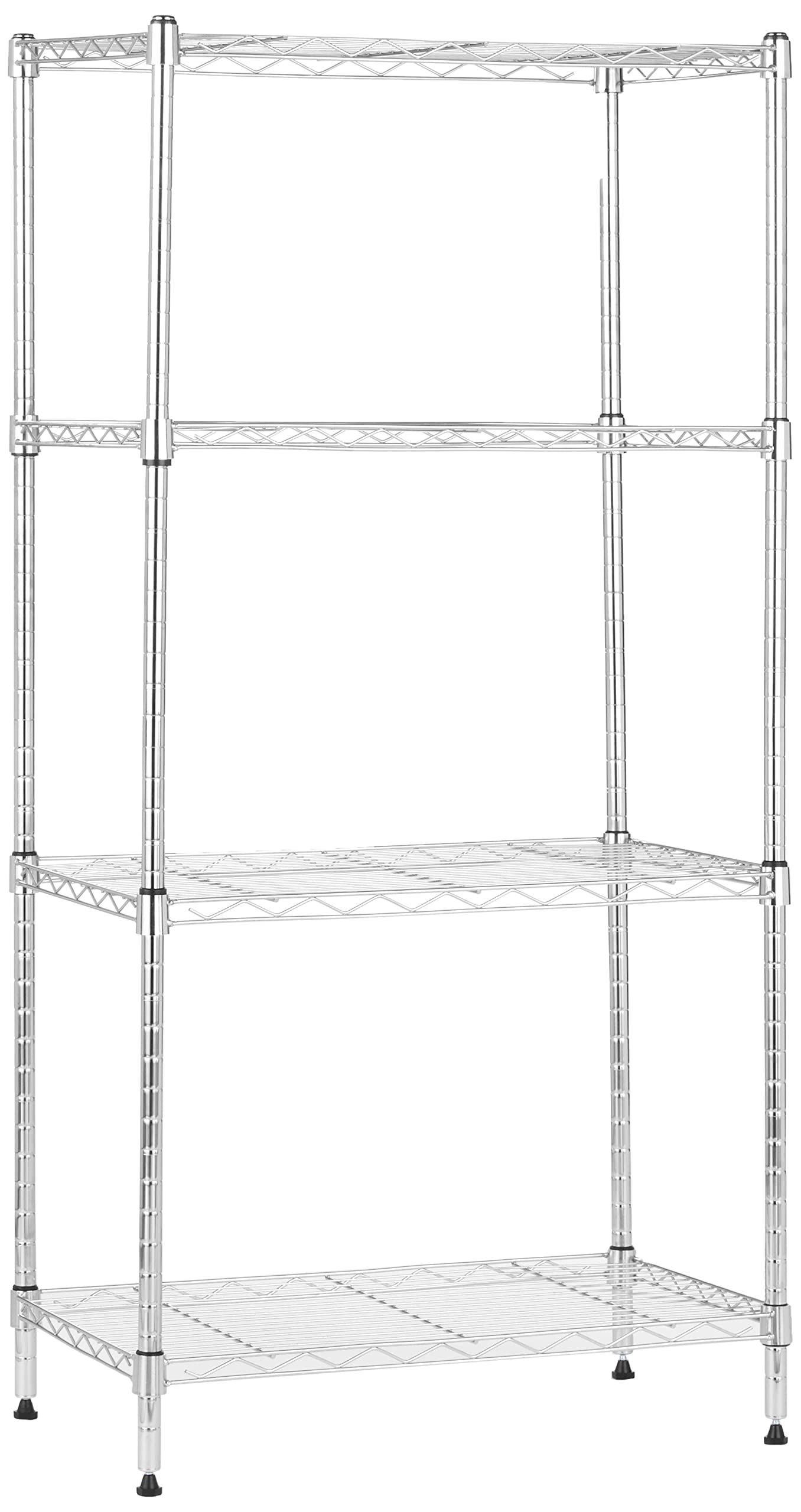 Amazon Basics 4-Shelf Adjustable Steel Storage Unit, 200 lb Capacity per Shelf, 34.04 cm D x 58.93 cm W x 121.92 cm H, Chrome