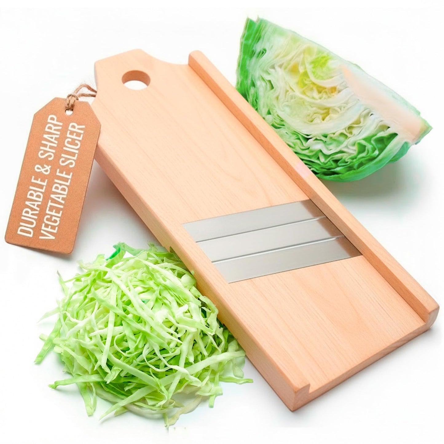 Wooden Cabbage Shredder for Coleslaw & Sauerkraut - 17.7x6.7 in Slaw Slicer - Cabbage Grater for Coleslaw and Sauerkraut - Slaw Slicer Cutter Maker
