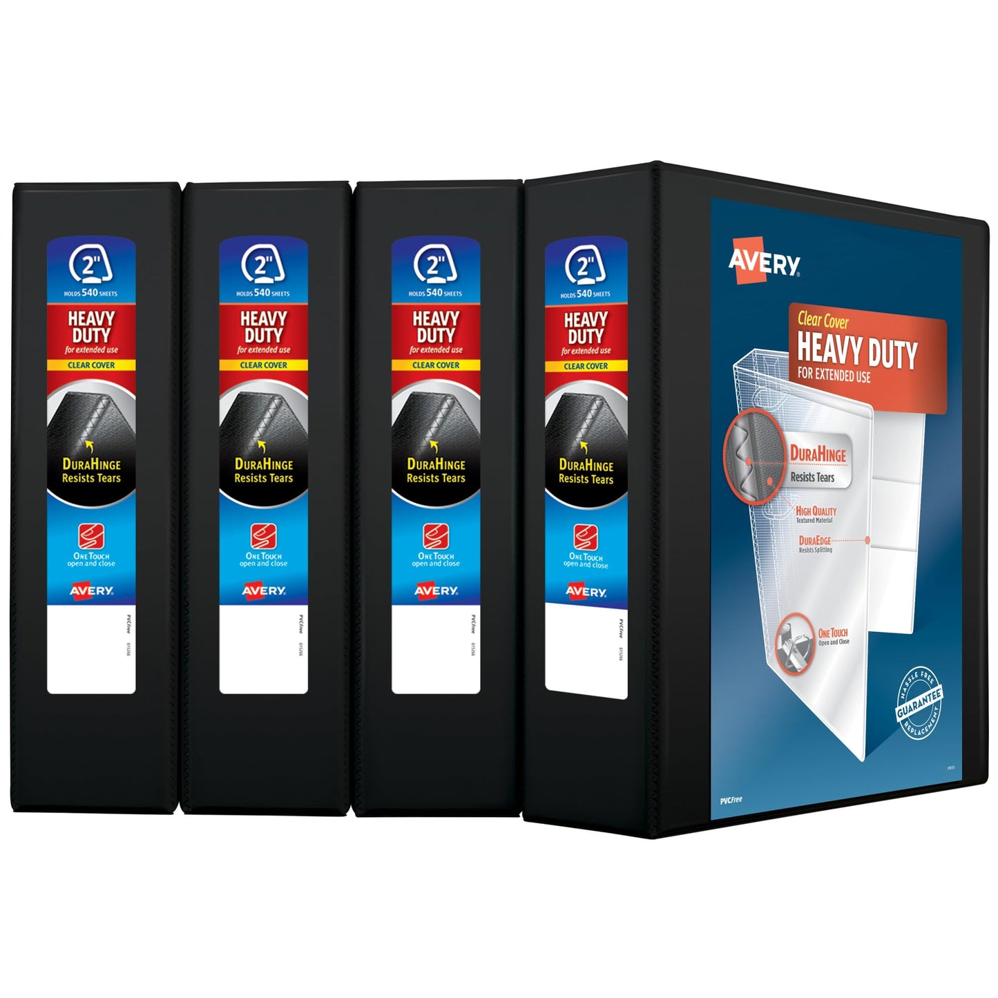 View Binder,Hold 8-1/2"X11" Paper,2" Ring(530 Sht) Blk,4/PK