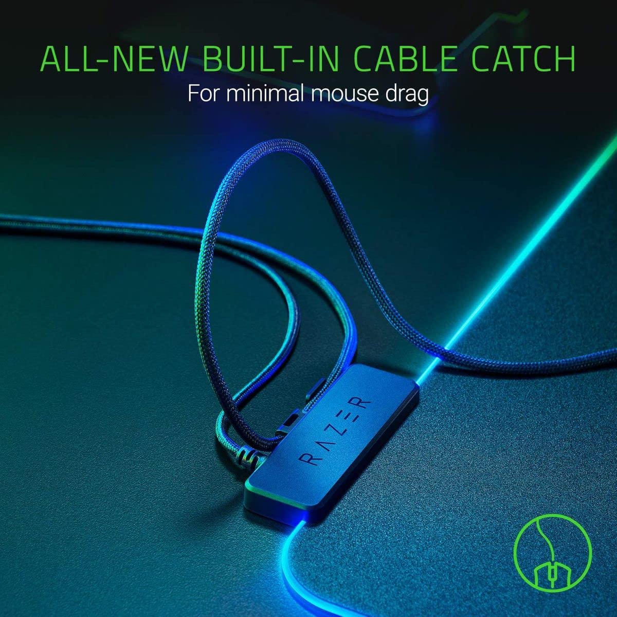 Razer Firefly Hard V2 RGB Gaming Mousepad: Customizable Chroma Lighting - Built-in Cable Management - Balanced Control & Speed - Non-Slip Rubber Base