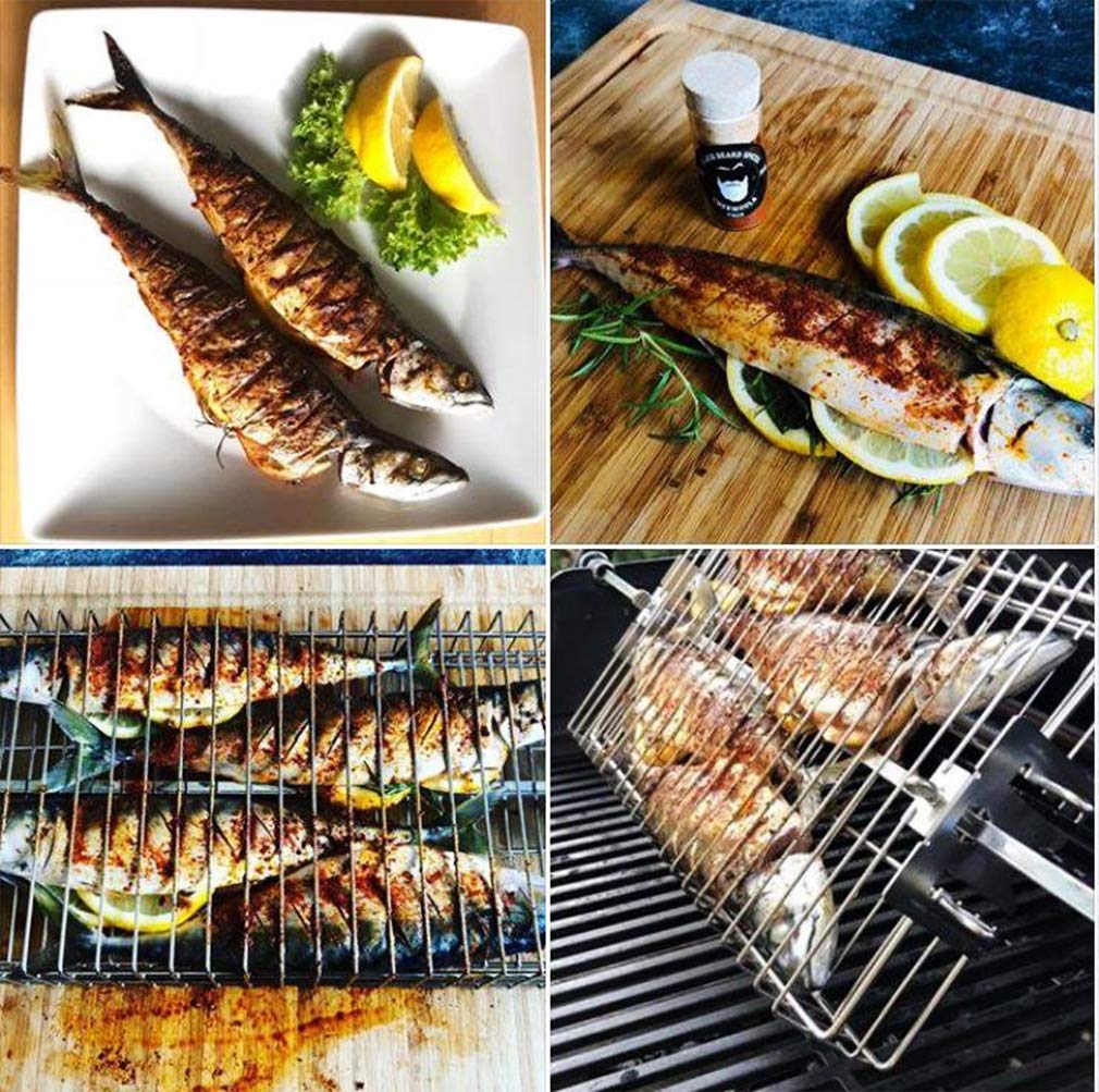 Onlyfire 6042 BBQ Stainless Steel Flat Spit Rotisserie Grill Basket for Any Grill, Fits 1/2" Hexagon, 3/8" Hexagon, 3/8" Square&5/16" Square Rotisserie Spit Rods