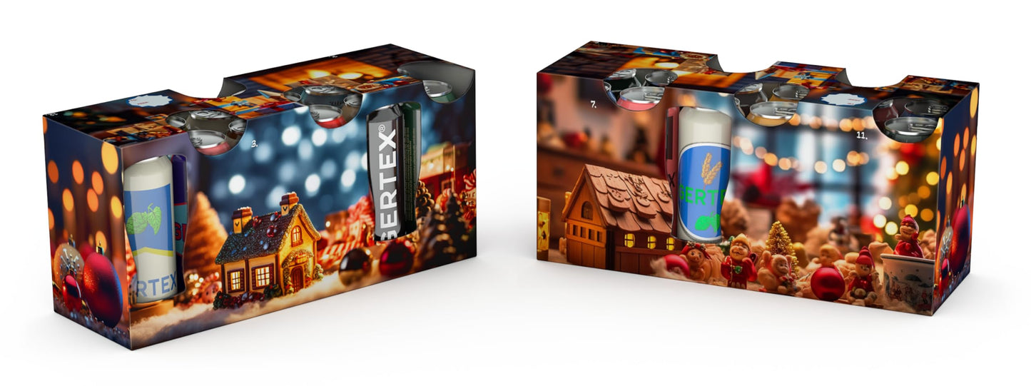 Gertex Holiday DIY Build Your Own 12-Pack Tall Can Beverage Box Advent Calendar | 5, 12-Pack Boxes with 5 Different Holiday Designs