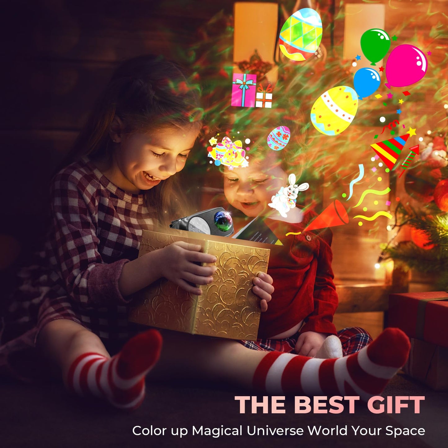 Christmas Projector Lights Outdoor Waterproof,15W Brighter HD Ocean Wave Effect 12 Slides 96 No Fade Pictures Light for Gift Christmas Halloween Decoration