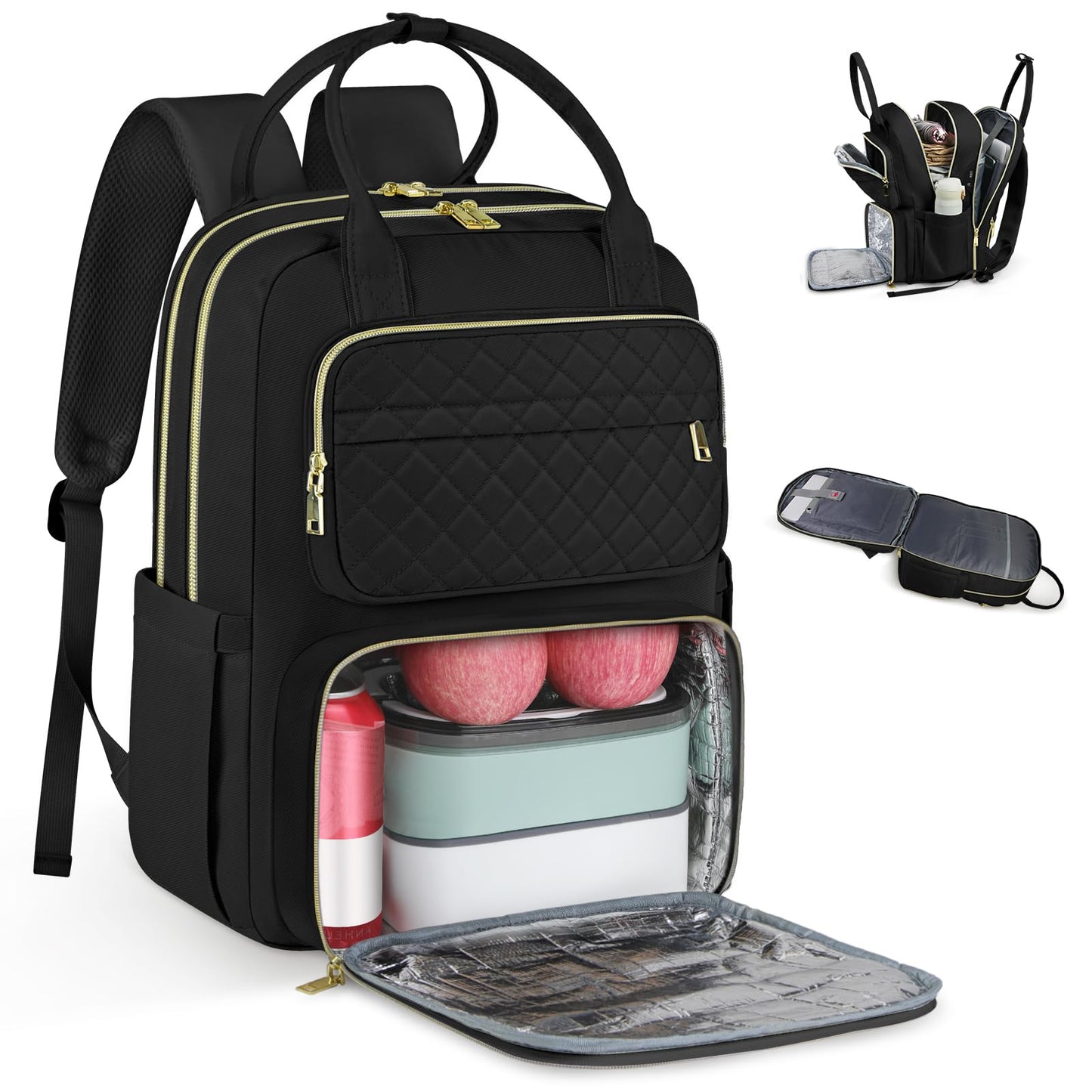 Lunch Backpack for Women Men 15.6 in Laptop Backpack with Insulated Bag Travel Backpack TSA Approved for Business School