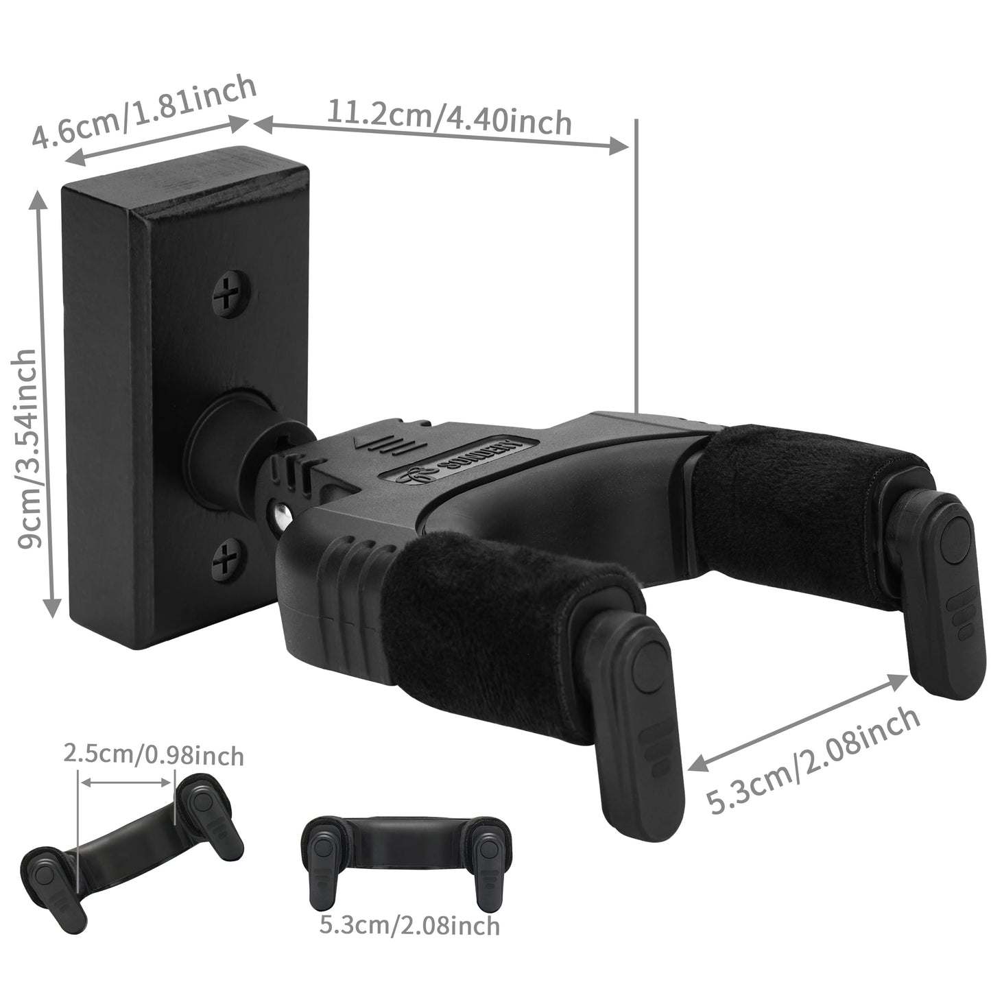 Sondery Guitar Wall Mount Hanger, Auto Lock and Adjustable Hook Holder for Acoustic and Electric Guitar, Ukulele, Bass, Banjo and Mandolin