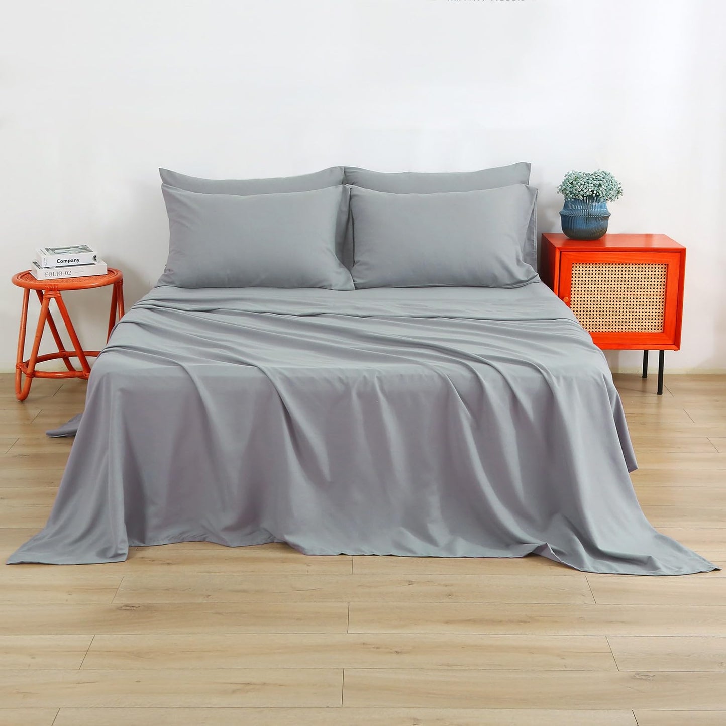 Air Mattress Sheet Set Queen Size,6 Piece Deep Pocket Bed Sheet Set for 16-24 Inch Air Bed,Easy Inflate Access,Perfect for Guest Room, RV, Camping,Gray