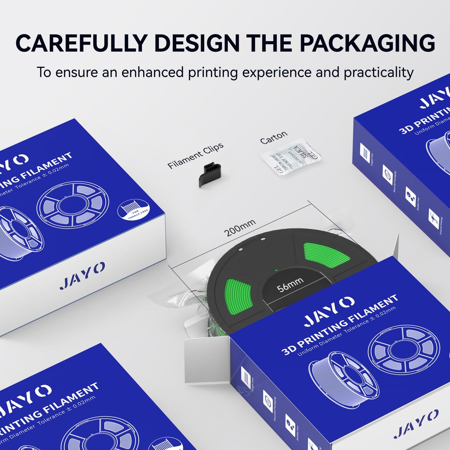 JAYO PETG Filament 1.75mm Bundle 4.4KG, Strong Toughness PETG 3D Printer Filament, Dimensional Accuracy +/- 0.02 mm, Fits for Most FDM 3D Printers (Black, White, Blue, Red).