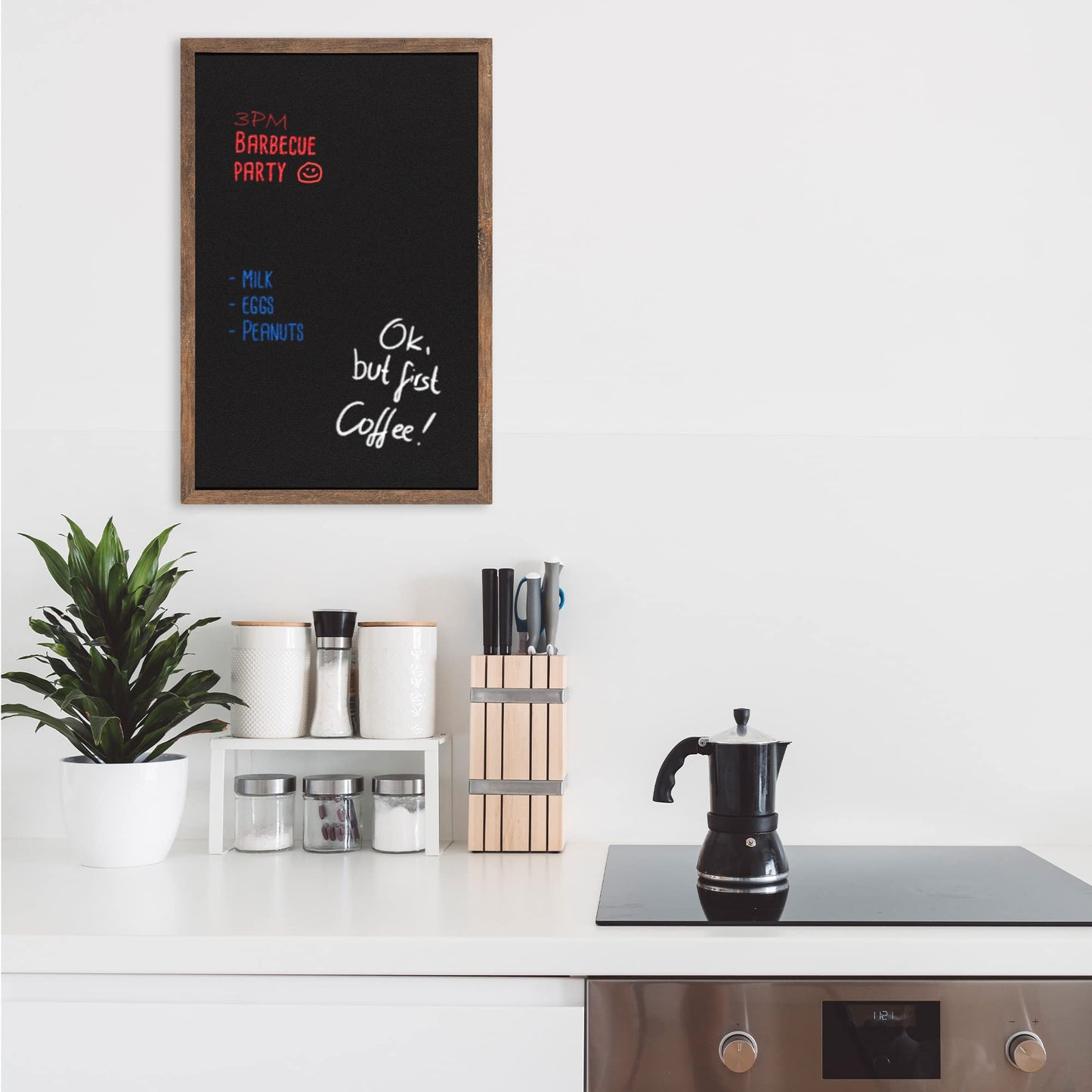 Navaris Framed Chalkboard for Wall - 16" x 24" MDF Frame Chalk Board for Walls - Kitchen Menu Kids Office Blackboard - Hang Horizontal or Vertical