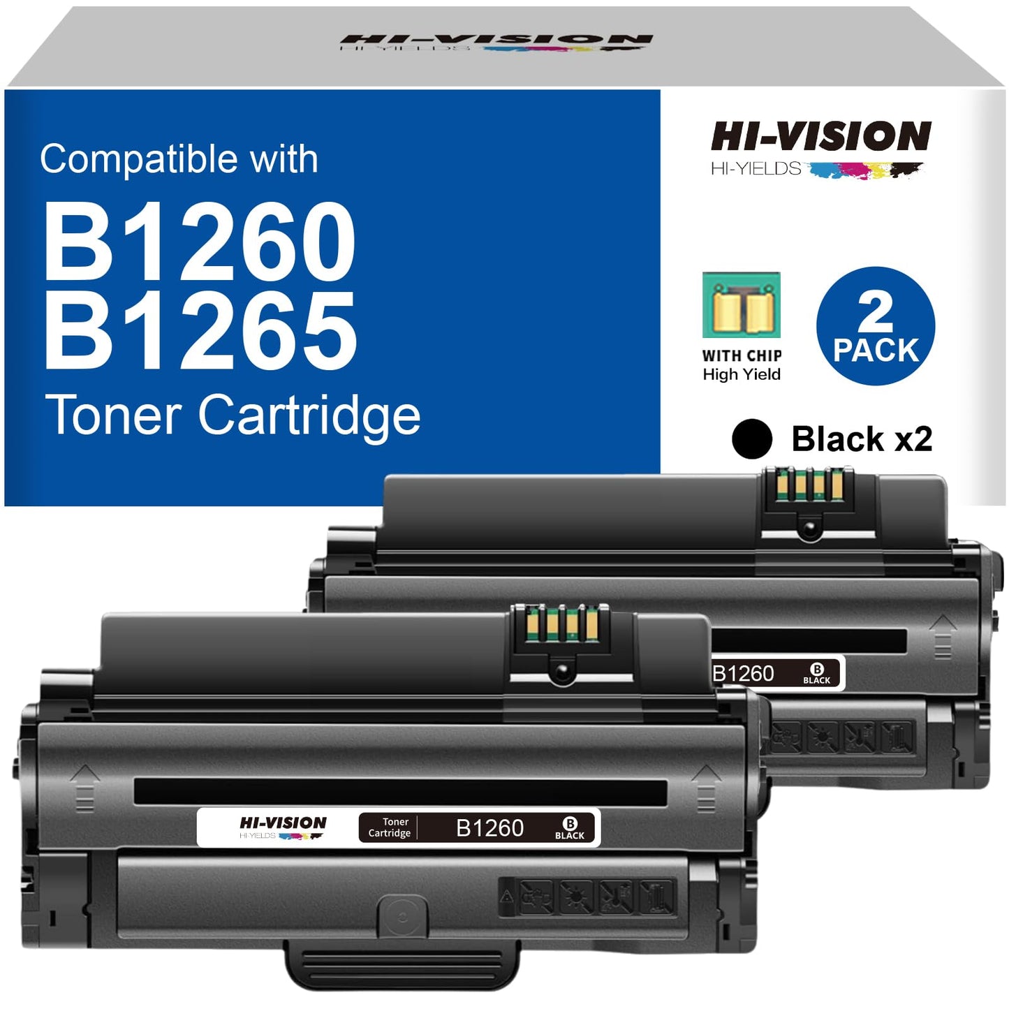 HI-VISION HI-YIELDS Compatible Toner Cartridge Replacement for Dell 1260 Dell 331-7328 RWXNT Used for Dell B1260dn B1260 B1265dn B1265dnf B1265dfw Series Printers (2 Black)