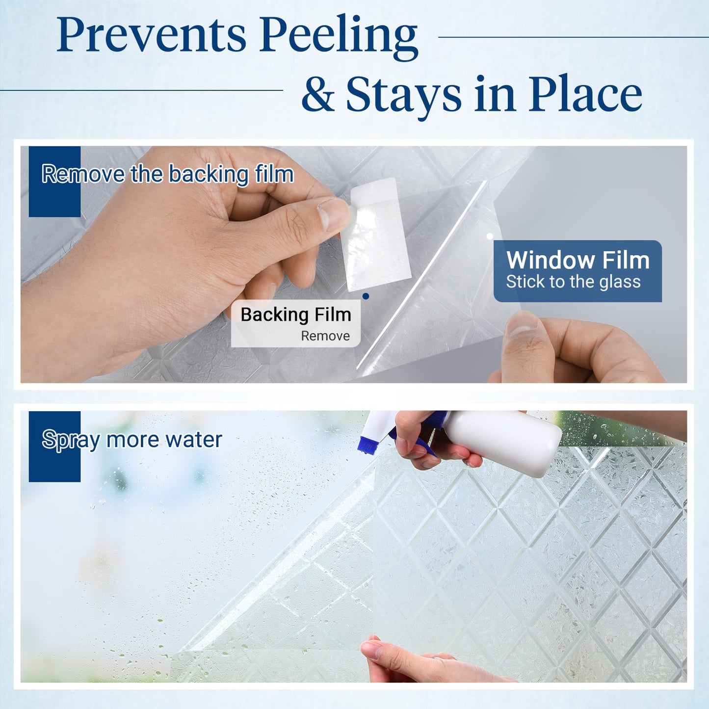 Haton Window Films for Privacy, 3D Frosted Glass Film, Sun UV Blocking Static Cling Reusable Non-Adhesive Decorative Window Privacy Covering fits Bathroom & Home Office, Lattice Pattern,60x200cm