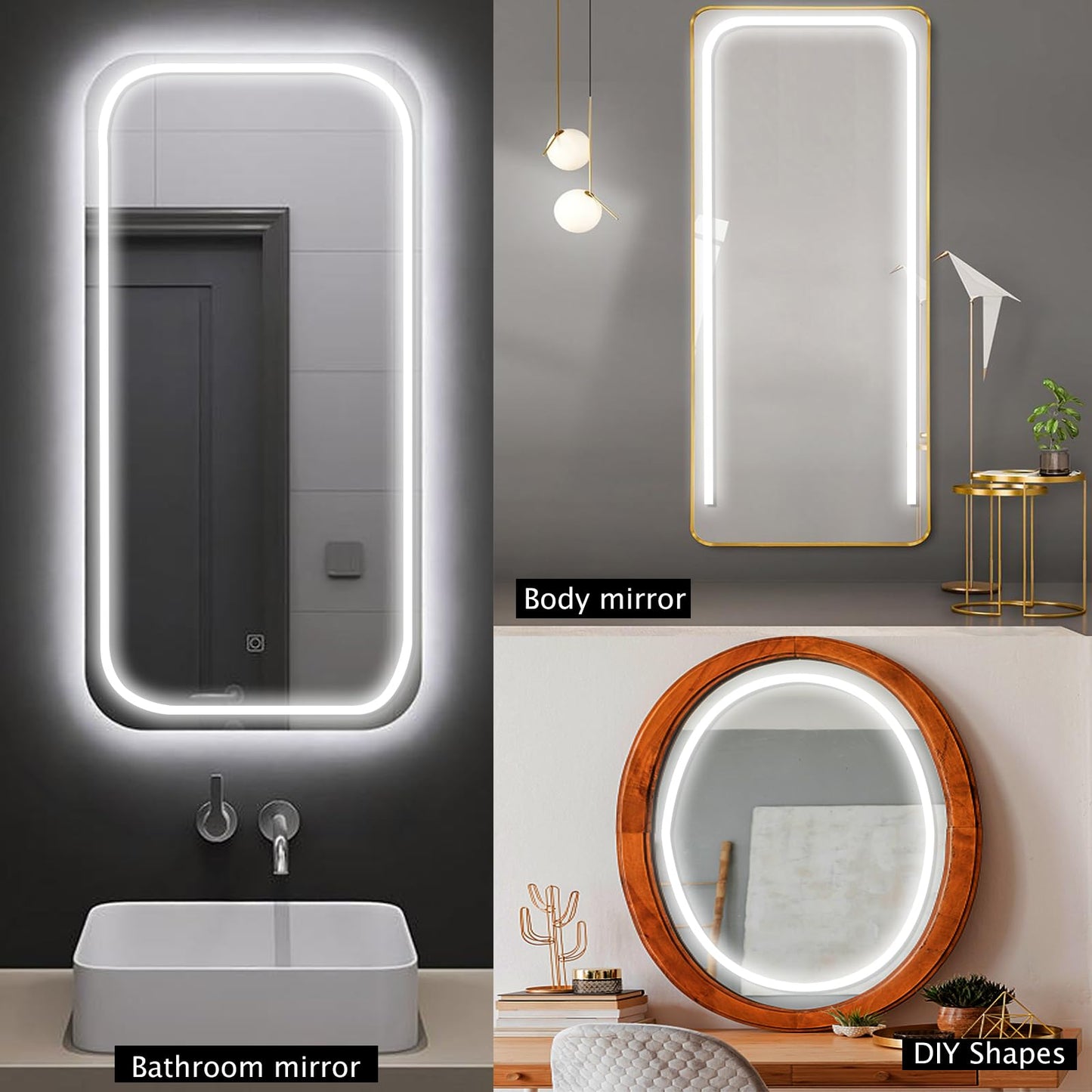 Blikshin Vanity Lights for Mirror,10ft 6000k/Not Dazzling/360LED/Dimmable Mirror Lights Stick On,ELT Approval 12v Light for Vanity Stick On,for Bathroom/Dressing/Full Body