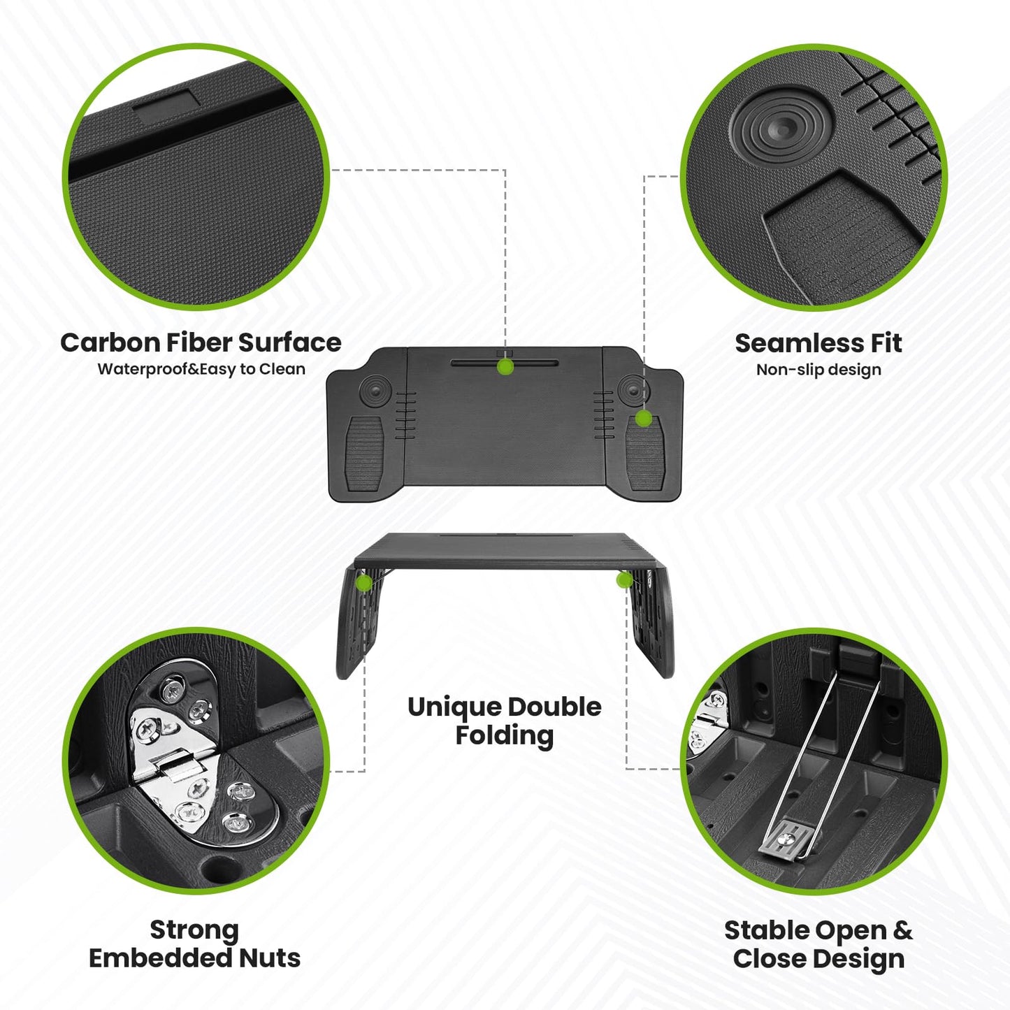 Cacartist Foldable Car Tray Custom Fit for Tesla Model 3 Model Y Accessories 2025 Upgraded Foldable Car Tray Desk Steering Wheel Table for Travel Remote Work Camping