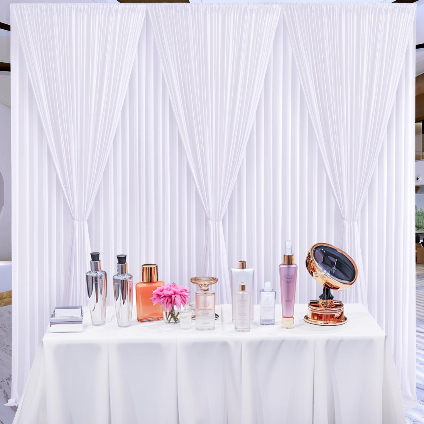 6 Panels White Backdrop Curtain for Parties Wedding Wrinkle Free White Photo Curtains Backdrop Drapes Fabric Decoration for Baby Shower 30ft(W) x 10ft(H)