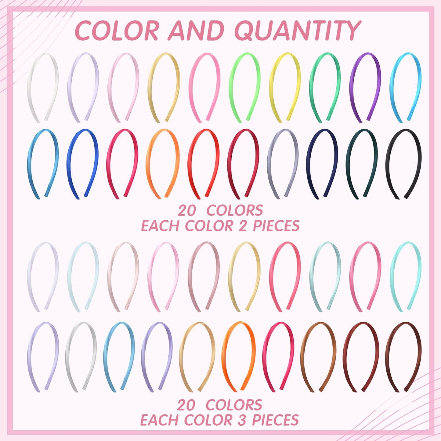 Xunyee 100 Pieces Thin Satin Headbands for Women Girls 0.4 Inch DIY Satin Covered Headbands Bulk Colorful Ribbon Head Bands Plain Hairbands Narrow Hair Band(Multi Colors)