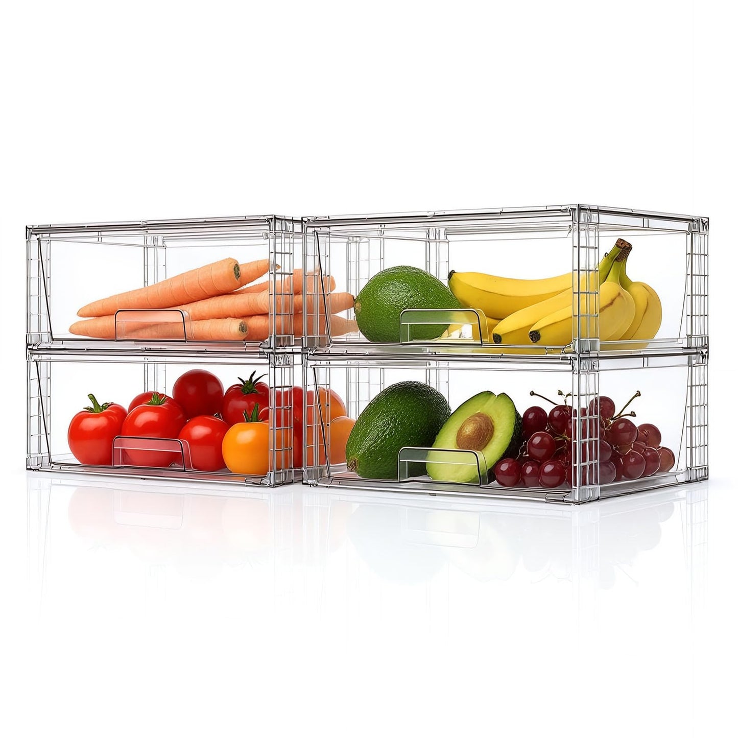 XWYWX Wide Large Stackable Storage Drawers(2 Pack),Multi-purpose Clear Plastic Organizer Bins with Handles, Easy to Assemble for Bathroom Home Closet Under Sink Kitchen Pantry Medicine Cabinet