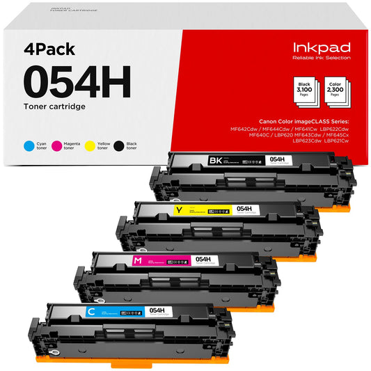 054H Toner Cartridges Compatible Replacement for Canon 054 H CRG-054 054H Toner, Work with Color imageCLASS MF642Cdw MF644Cdw MF641Cdw LBP622Cdw Printers (4 Pack,BK/C/M/Y)