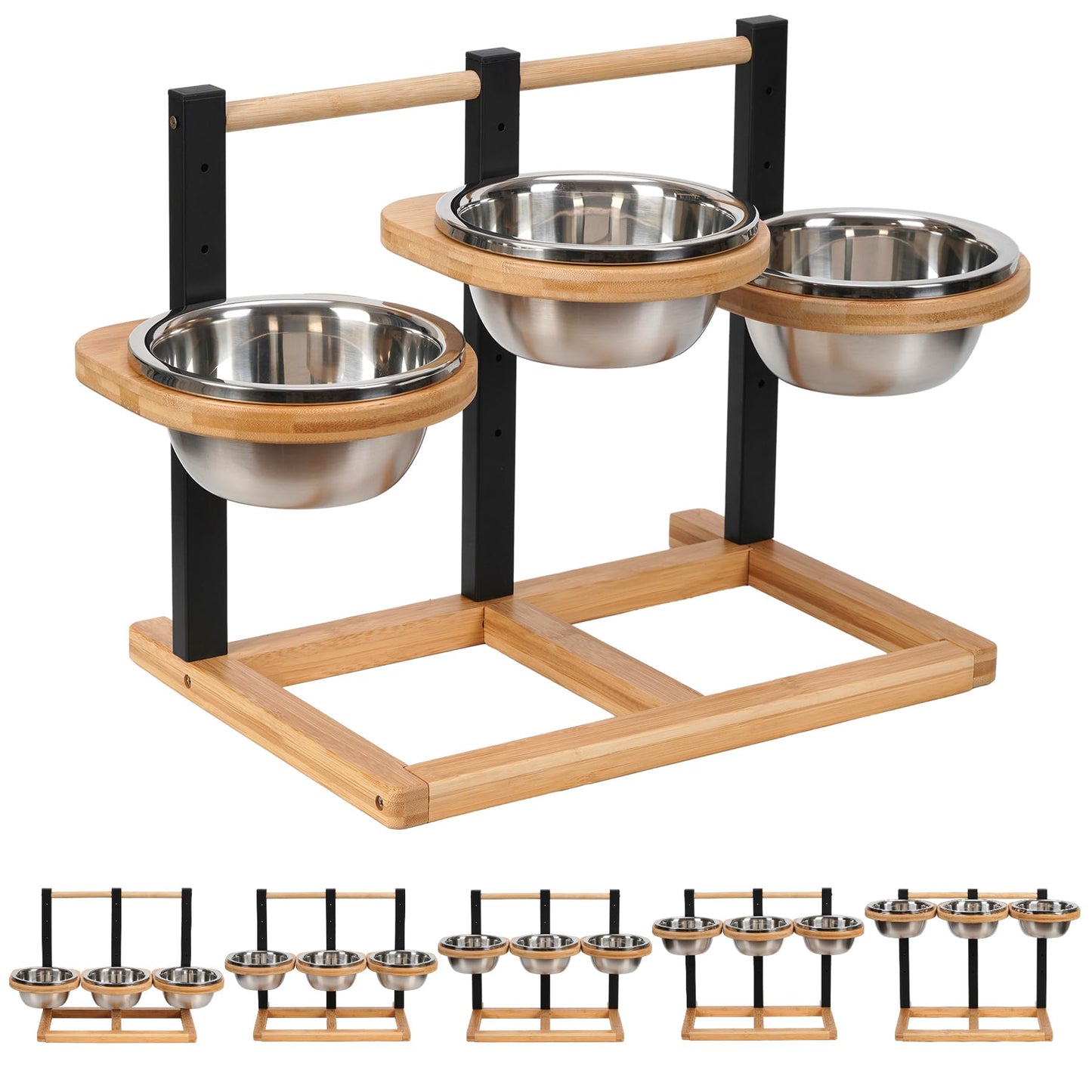 handrong Raised Dog Bowl,5 Heights Adjustable Dog Food Bowl,Elevated Dog Bowls for Large Dogs,Dog Food and Water Bowl Set,Dog Feeding Station for Small Medium Large Dogs
