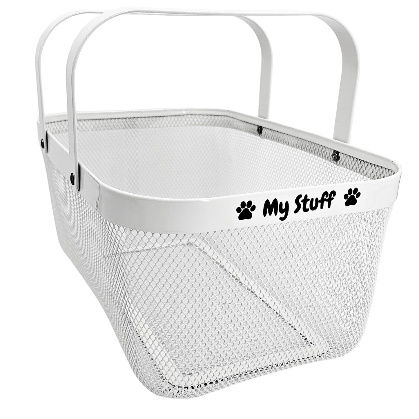 OtterPets Dog Toy Basket Metal Mesh Metal, Chew Proof, 16 (L) x 9.5 (W) x 7 (H) inches White Dog Toy Bin, Sturdy Pet Toy Basket
