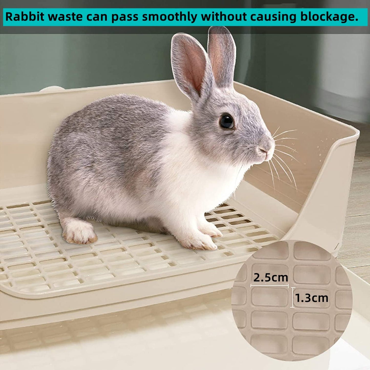 Large Rabbit Litter Box, Plastic Rabbit Toilet Potty Trainer Corner Litter Box with Drawer Pet Pan for Adult Guinea Pig Hamster Bunny Chinchilla Ferret Small Animals (White)