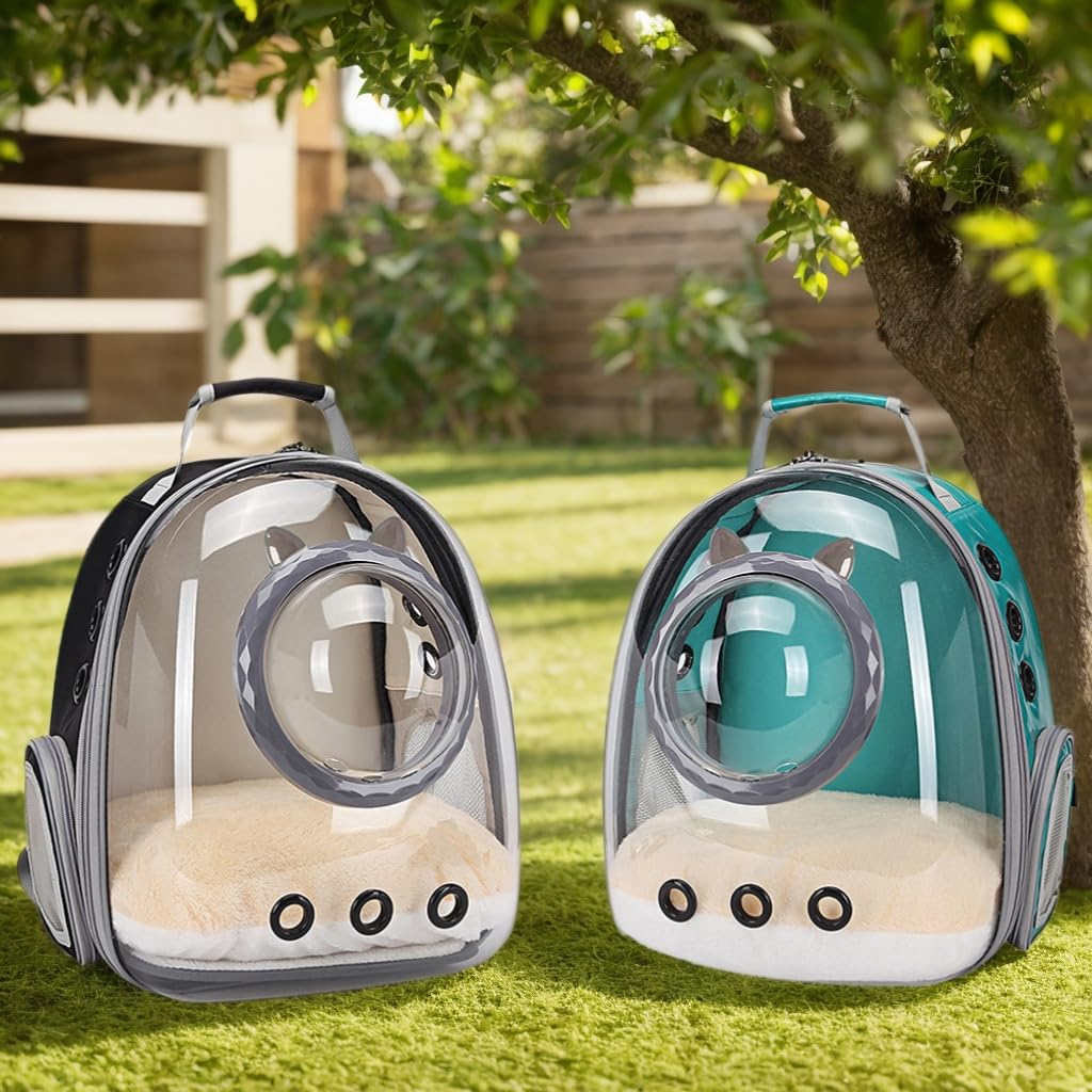 LAIRIES Cat Backpack Carrier, Pet Backpack for Small Medium Cat Puppy Dog Fit Pet Up to 12 Pounds Bag Space Capsule for Travel Hiking Outdoor