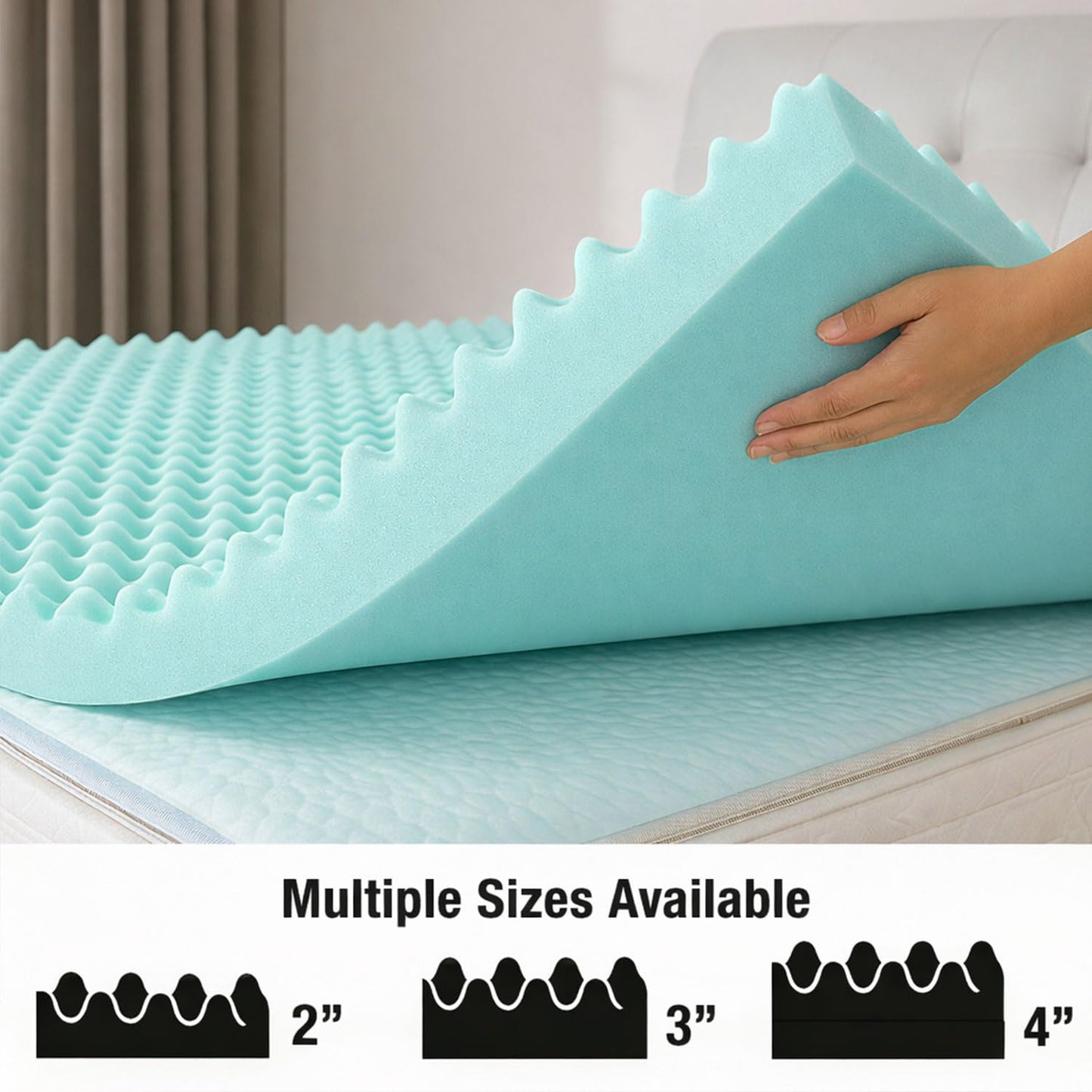 DMI Foam Mattress Topper, Egg Crate Foam Pad, Mattress Pad and Bed Topper for Support, Air Circulation, Pressure Relief and Weight Distribution, Hospital Size Mattress, 33 x 72 x 3