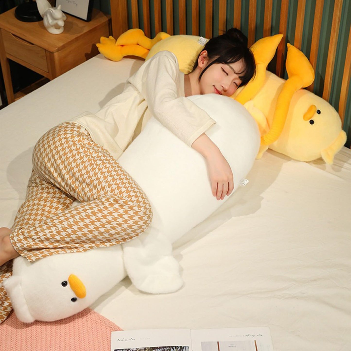 PEACH CAT Long Duck Plush Pillow Cute Duck Stuffed Animal Toy Gift for Girls Boys Yellow 32.2"