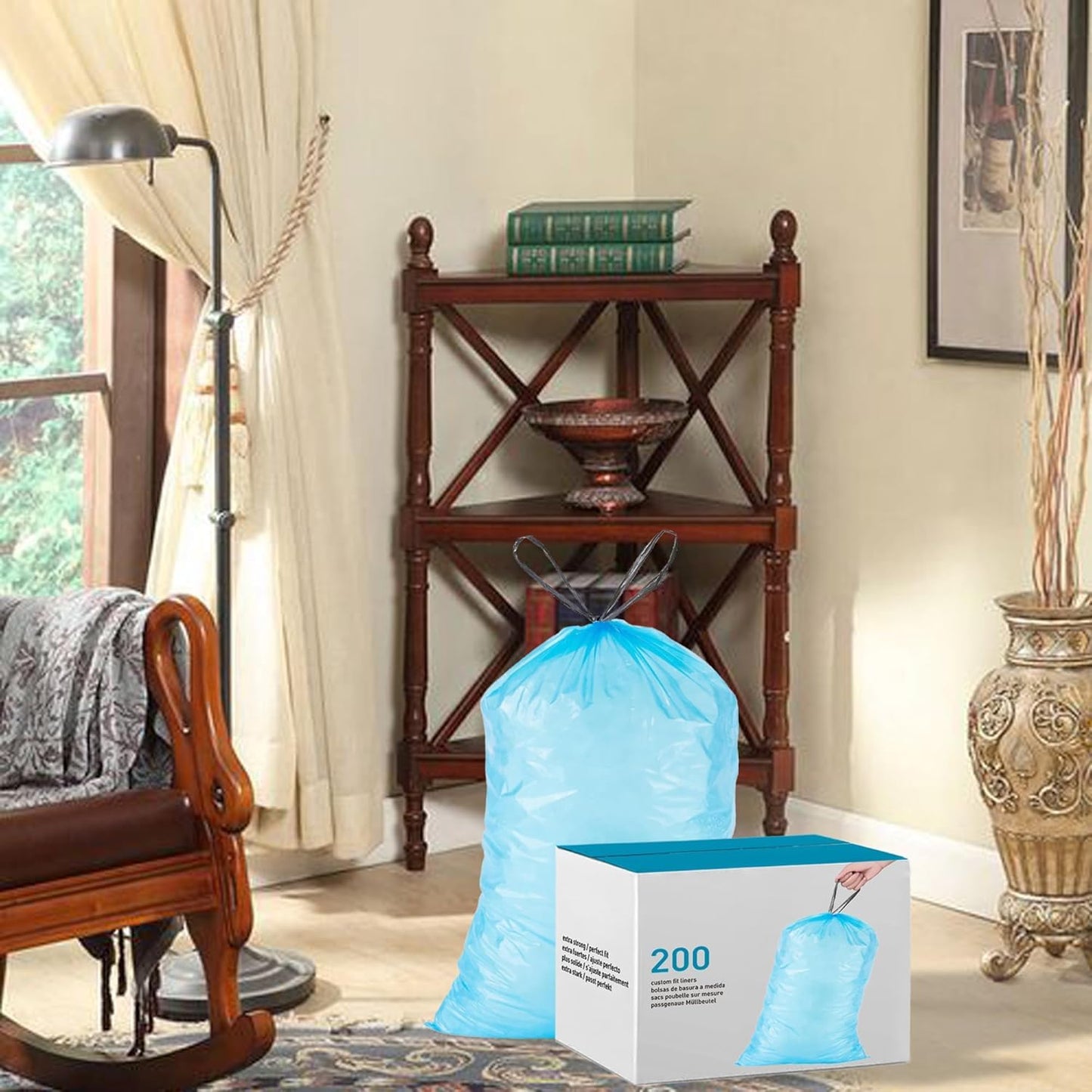 Code H 200 Count White 100 & Blue 100 8 Gallon 1.2 Mil THICK Heavy Duty Plastic Trash Bags with Reinforced Drawstring Compatible with simpIehuman Code H Leak-Proof Tear Resistant GRAND SAVE!