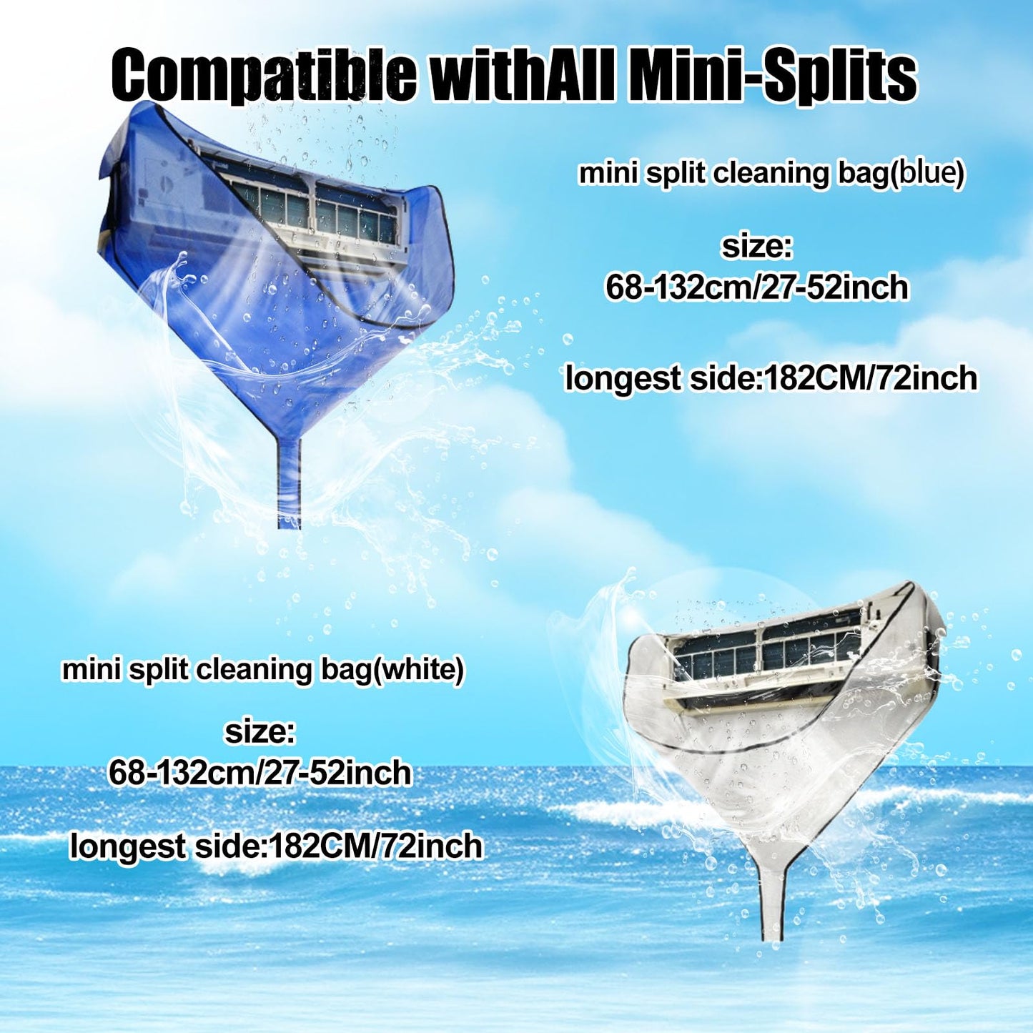 Kikepilm Mini Split Wall Heat Pump Cleaning Kit,Thermopump Cleaning Kit,18pcs Heat Pump Cleaning Kit(Blue)
